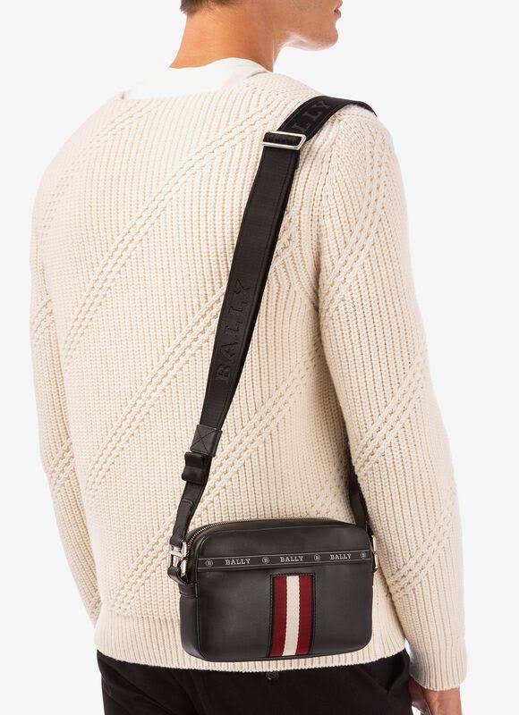 Bally Hal Black, Leather Cross-Body Bag in Black Os
