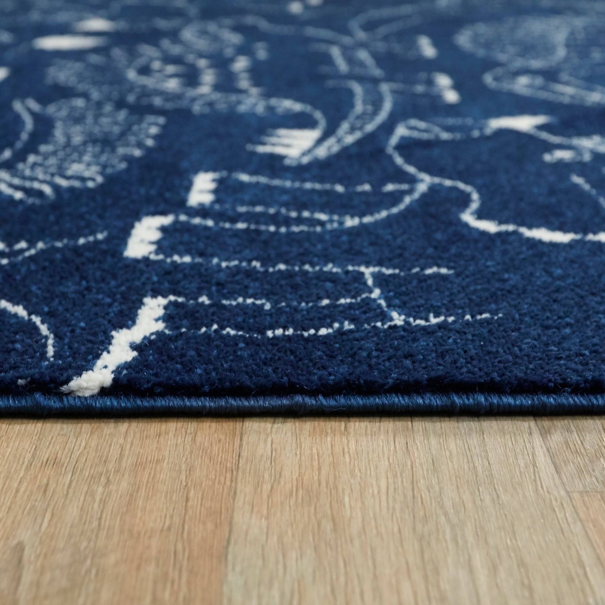 BALTA Parker Dinosaur Navy 4 ft. x 6 ft. Area Rug, Blue