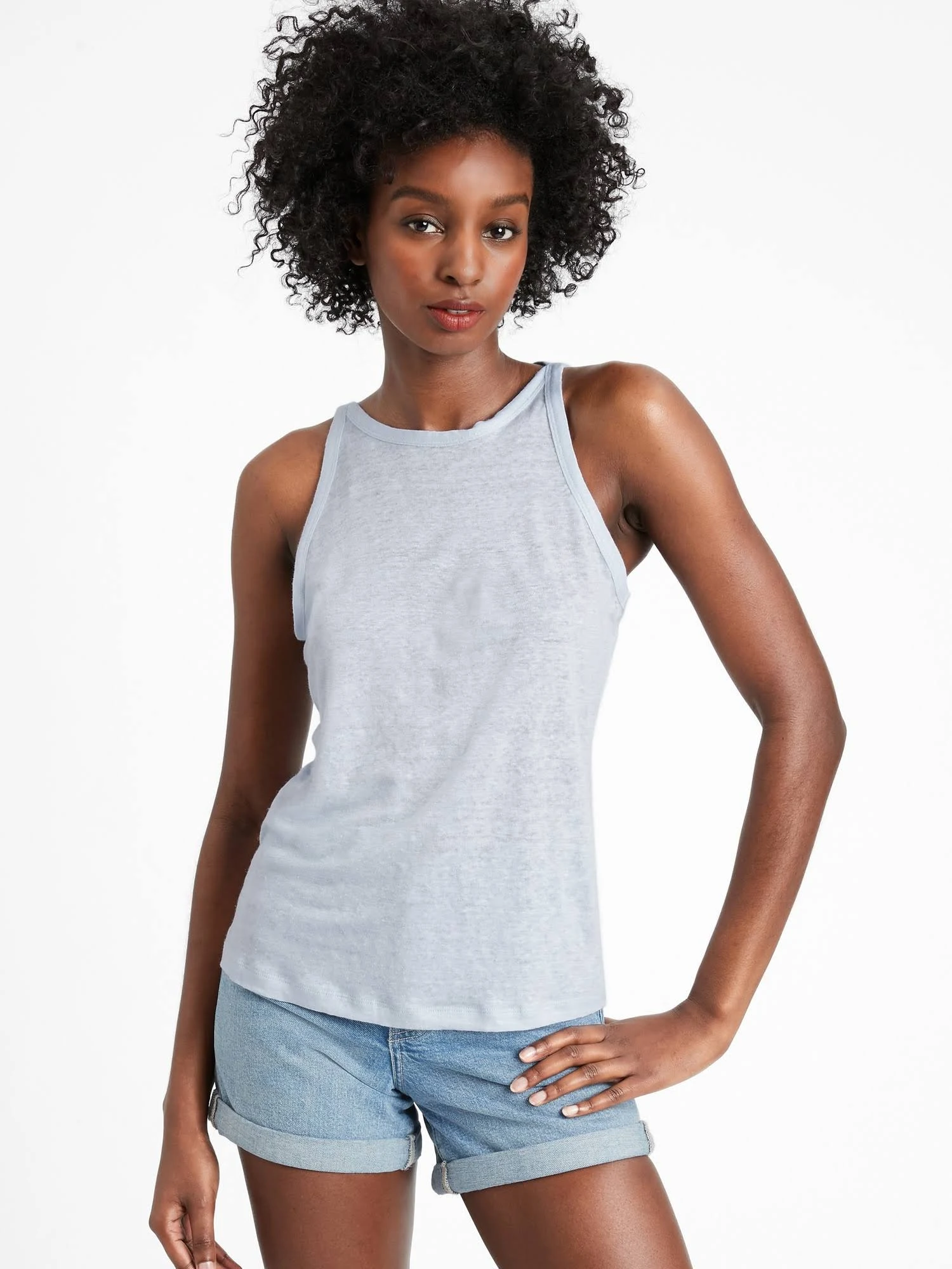 Banana Republic Women's Linen Tank Crisp Blue Size S