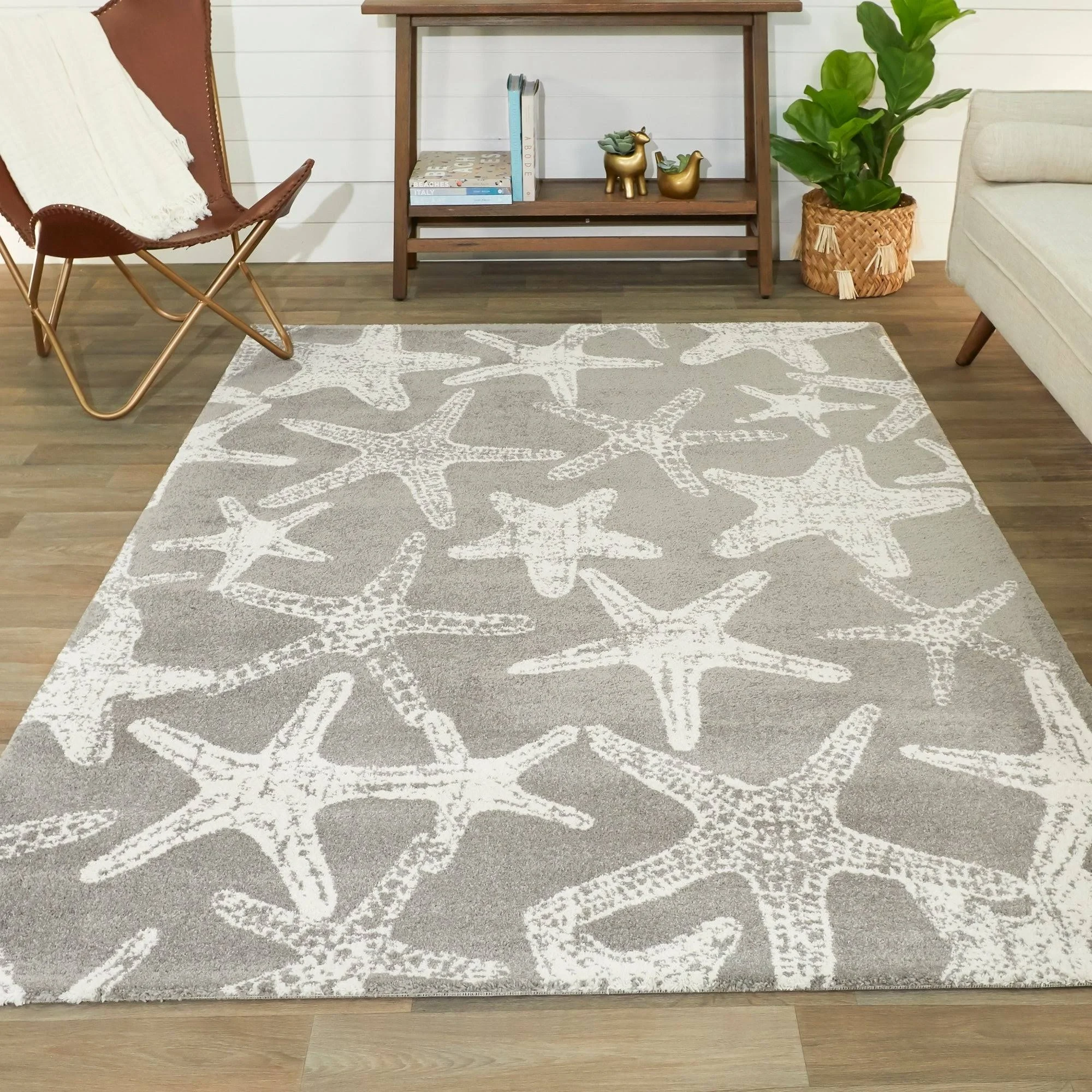 Balta Leyton Grey 8 ft. x 10 ft. Starfish Print Area Rug