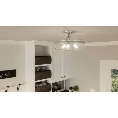 Ehrhardt 3-Light 18x22 Semi Flush Mount Birch Lane Fixture Finish: Brushed Nickel