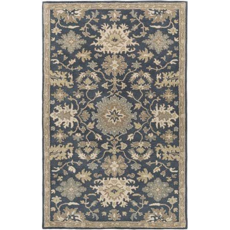 Willard Floral Handmade Tufted Wool Navy / Tan Area Rug Charlton Home Rug Size: Rectangle 4& x 6&