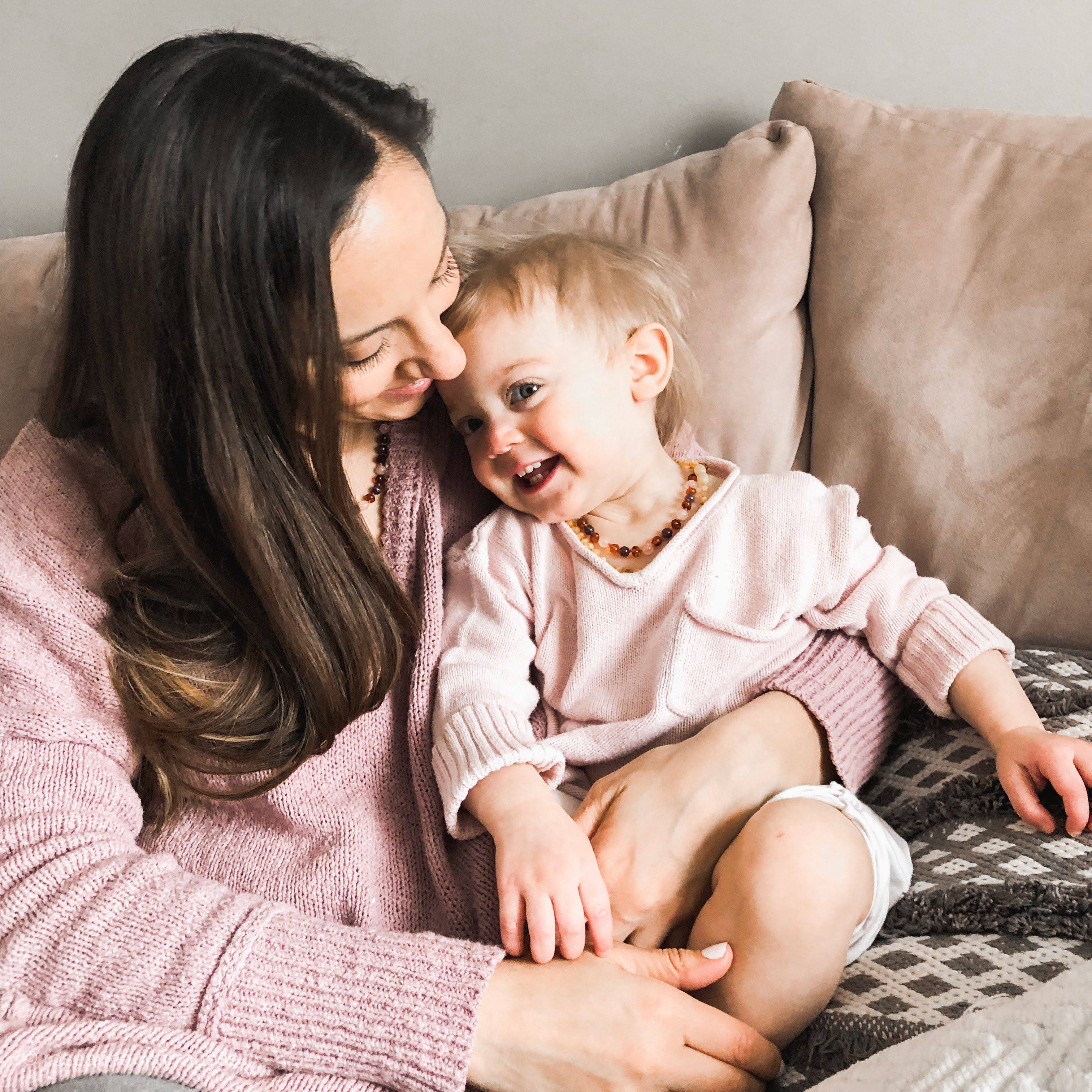 Mommy Daughter Match Matching Baltic Amber Teething Necklaces - Semi-Precious Rainbow / 12.5 (5Month-5Yr) / 17x22