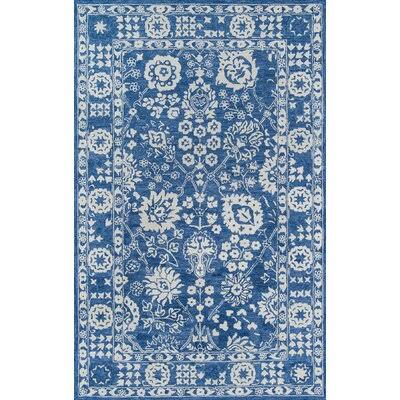 Leith Oriental Handmade Tufted Wool Blue Area Rug Rug Size: Rectangle 5& x 8&