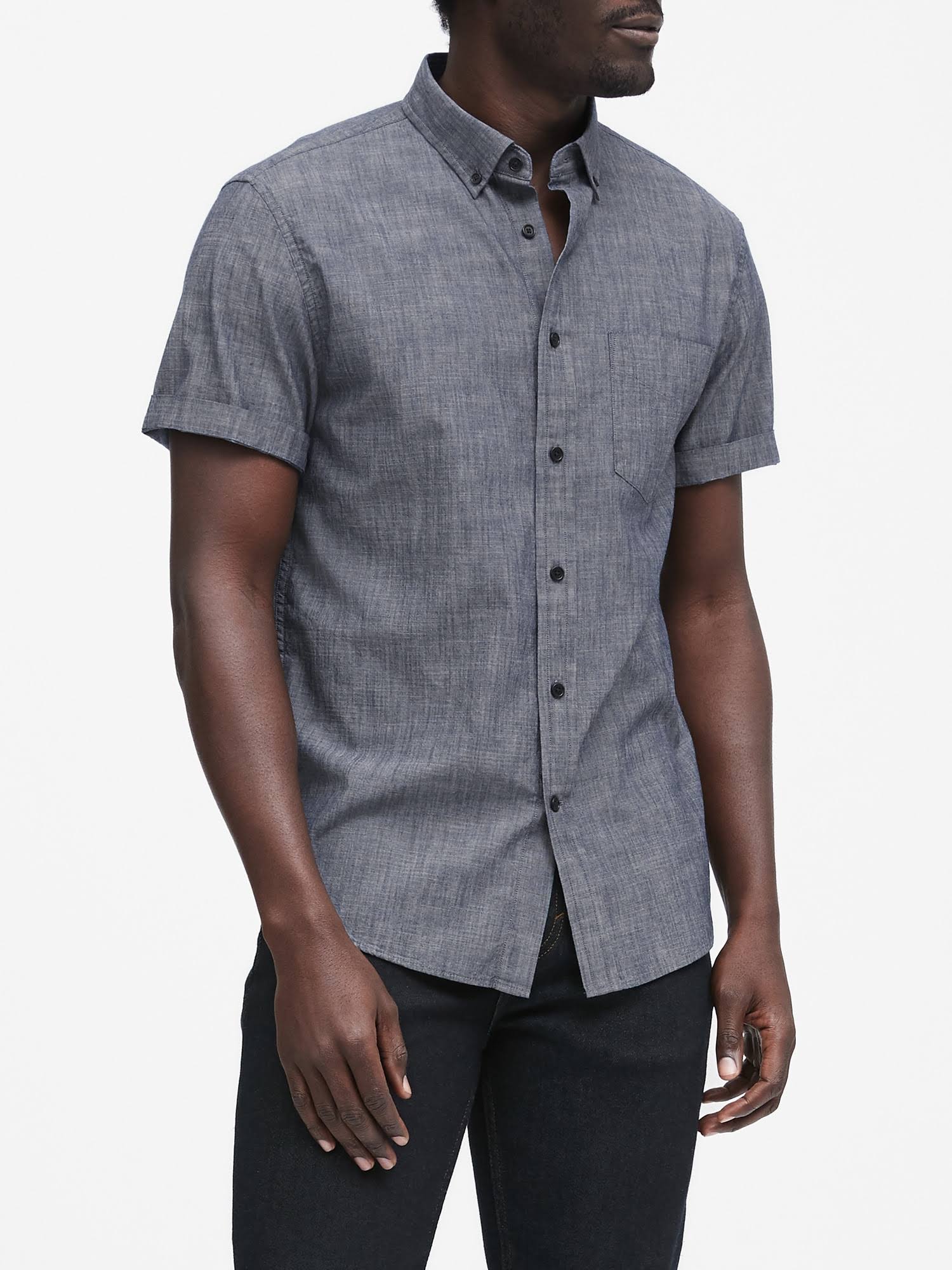 Banana Republic Men's Slim-Fit Chambray Shirt Medium Wash Size M