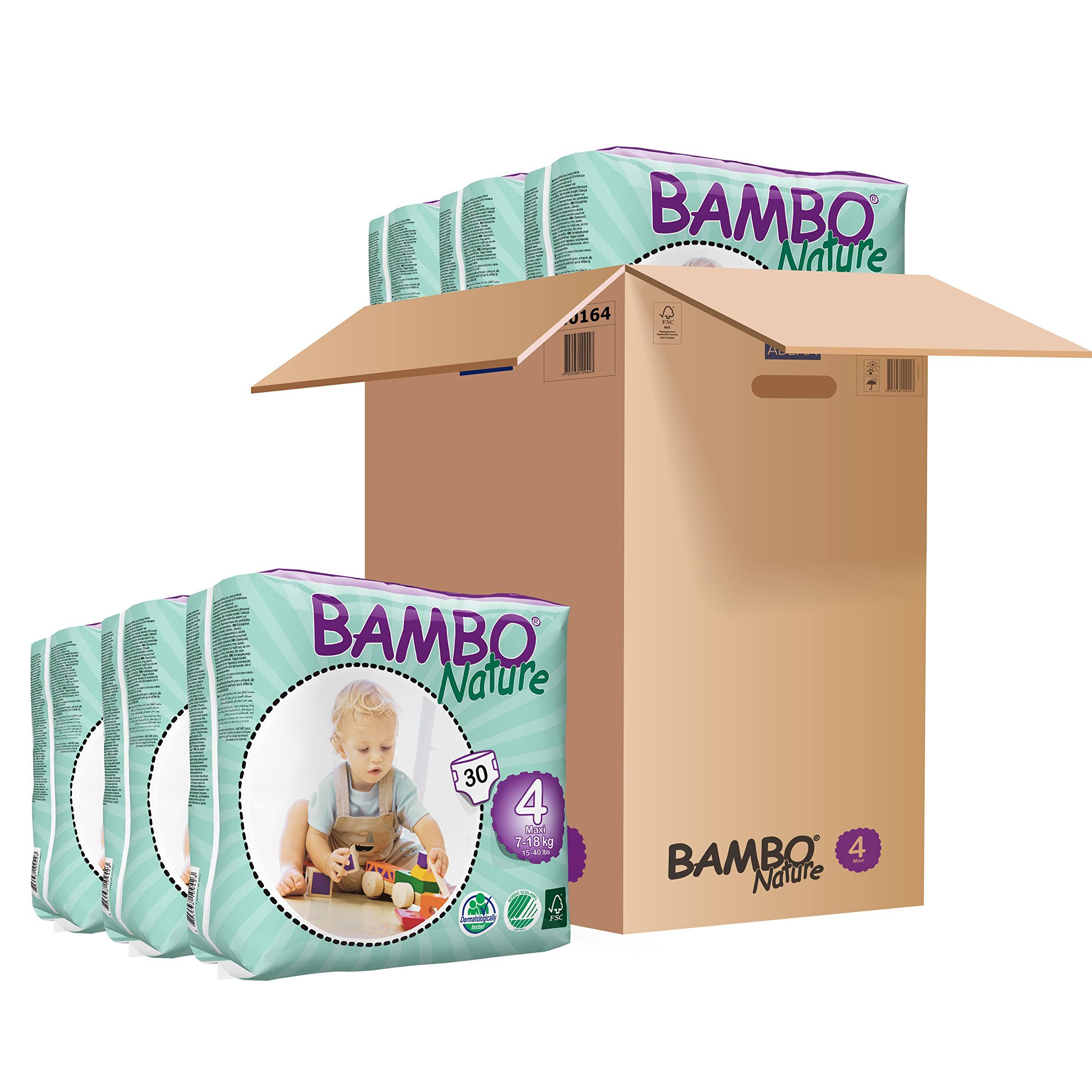 Bambo Nature Premium Eco Friendly Diaper, Size 4 - 180 count