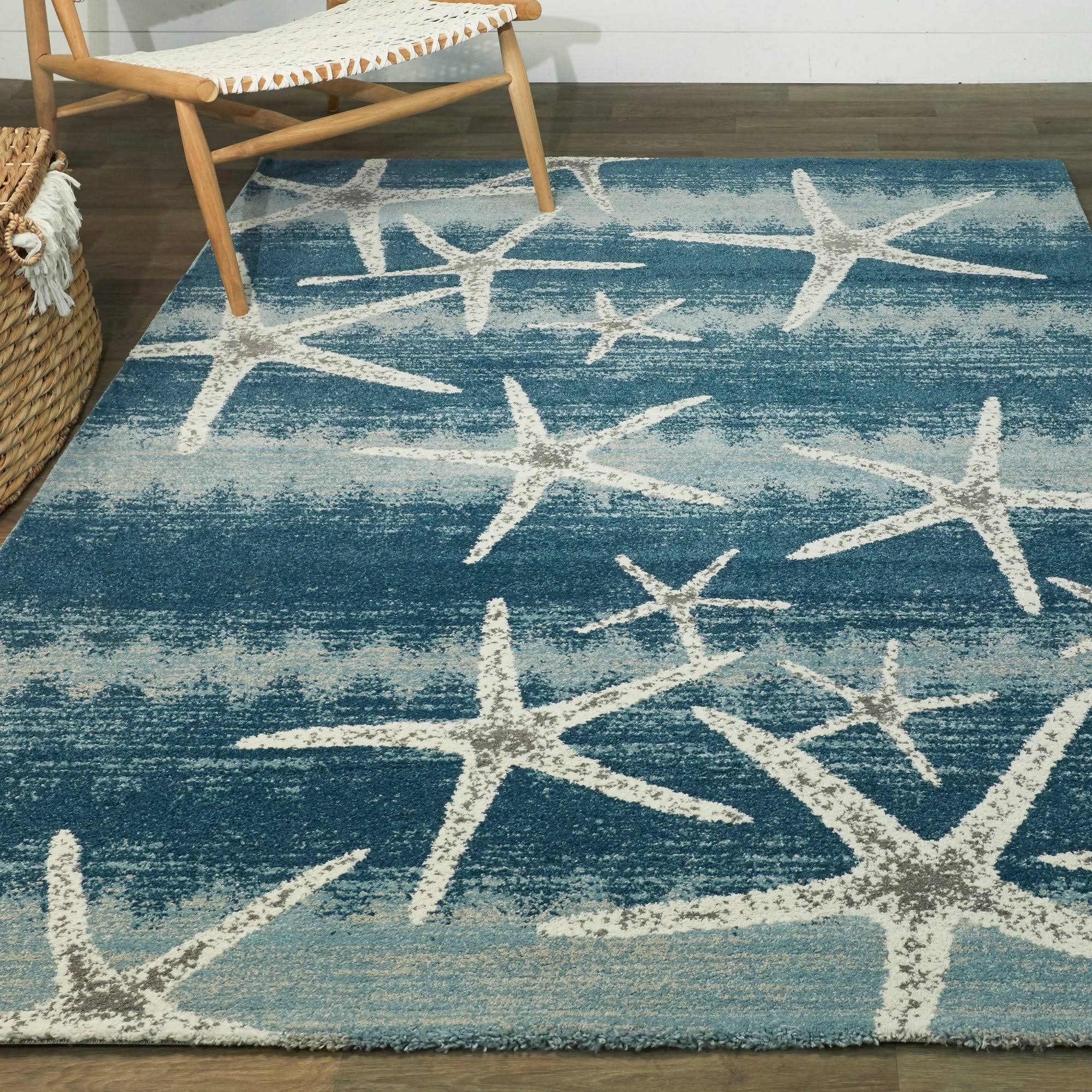 Martin Coastal Starfish Area Rug - 5&3x22 x 7& - Blue