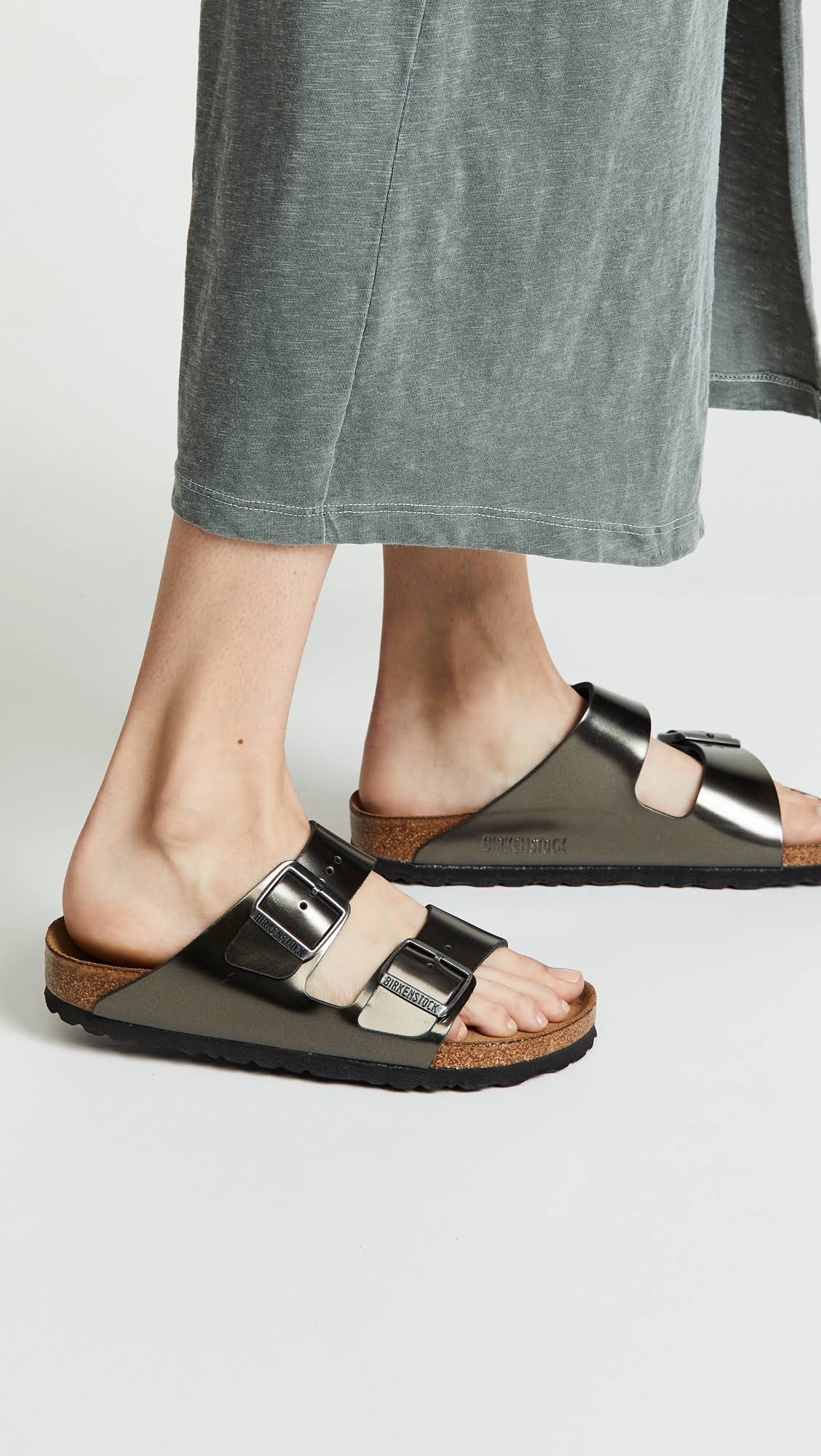 Birkenstock Arizona Soft Footbed Metallic Anthracite Sandal