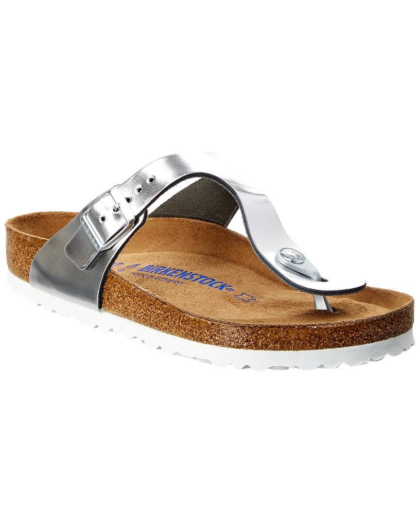 Birkenstock Gizeh Metallic Leather Sandal - Silver
