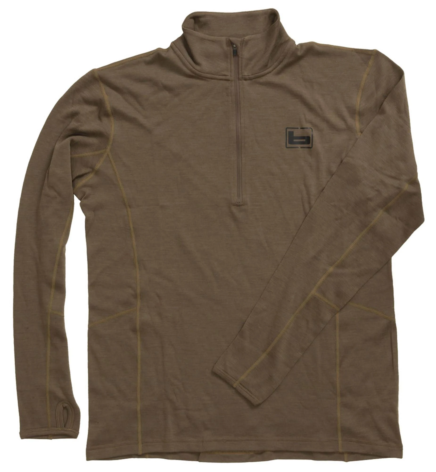 Banded Base Merino Wool 1/4 Zip Pullover 180 Gram, Mens, Light Chocolate, Small