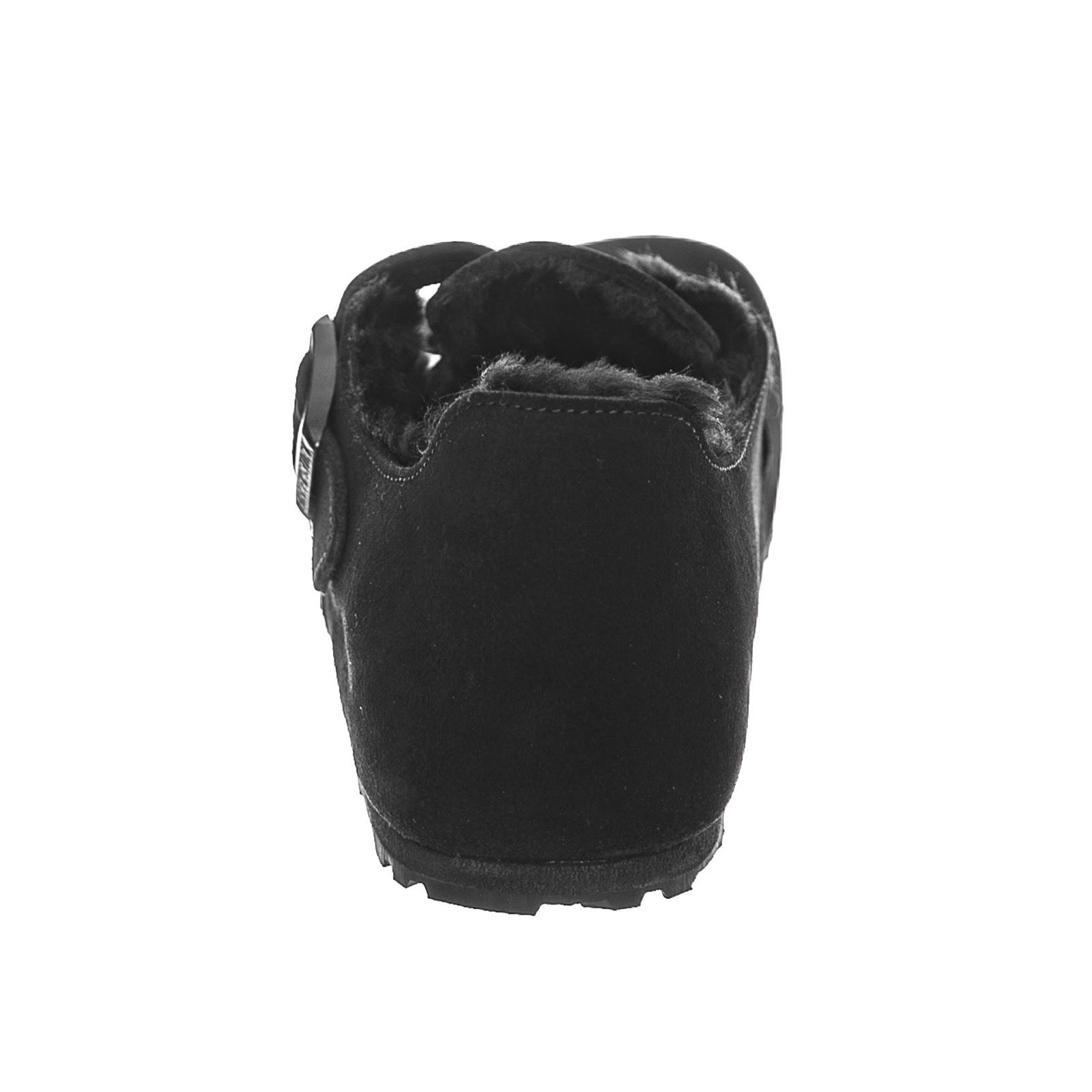Birkenstock London Suede Leather Shearling Black Low Shoes