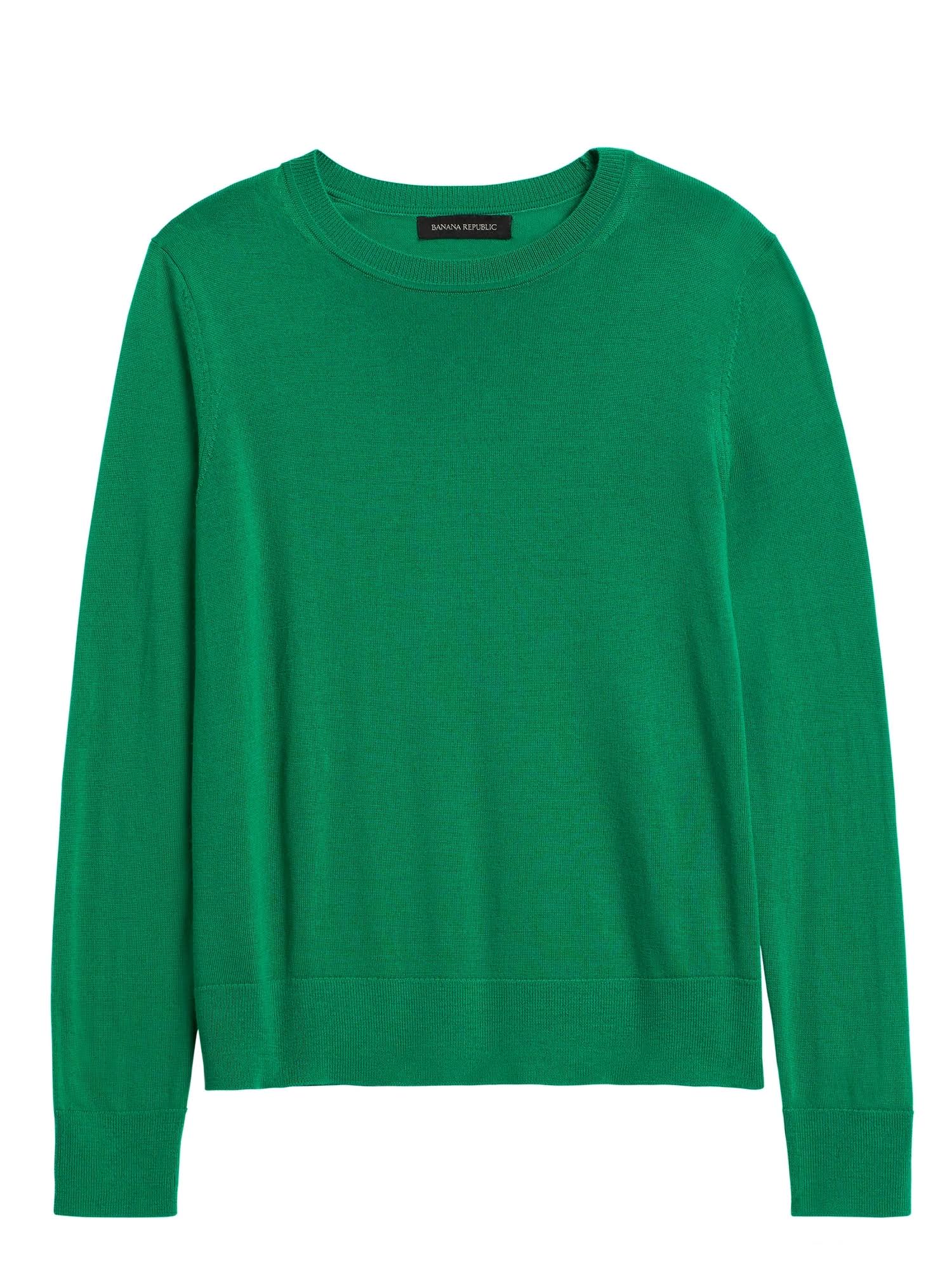 Banana Republic Women's Washable Merino Crew Sweater-neck Sweater Kelly Green Size XS