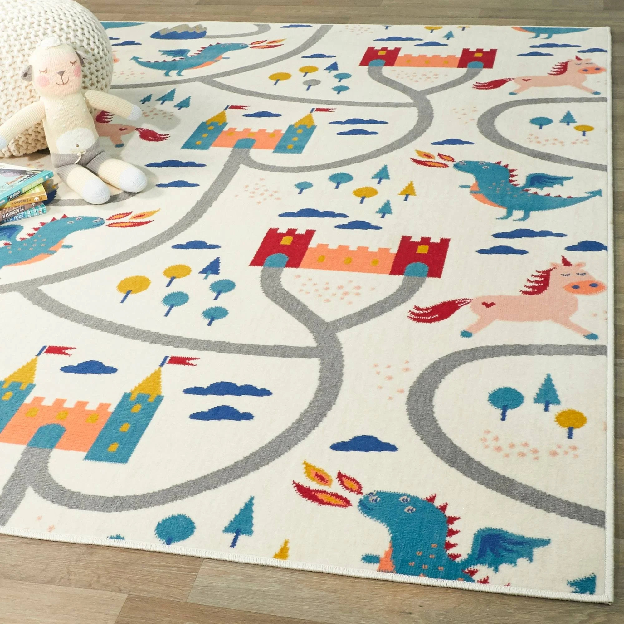 Balta Fantasy Road White 4 ft. x 6 ft. Kids Area Rug