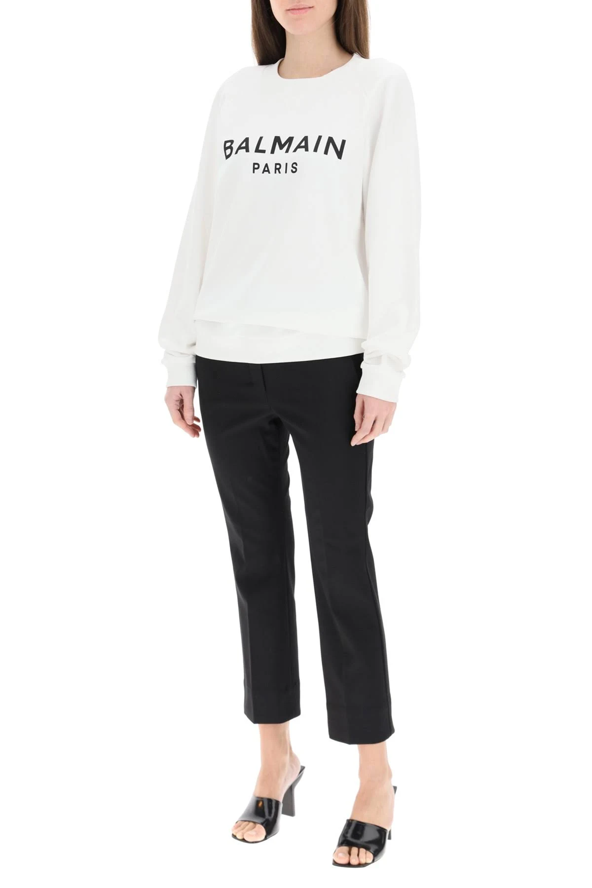 Balmain Sweatshirt with Logo Print M White,Black Cotton