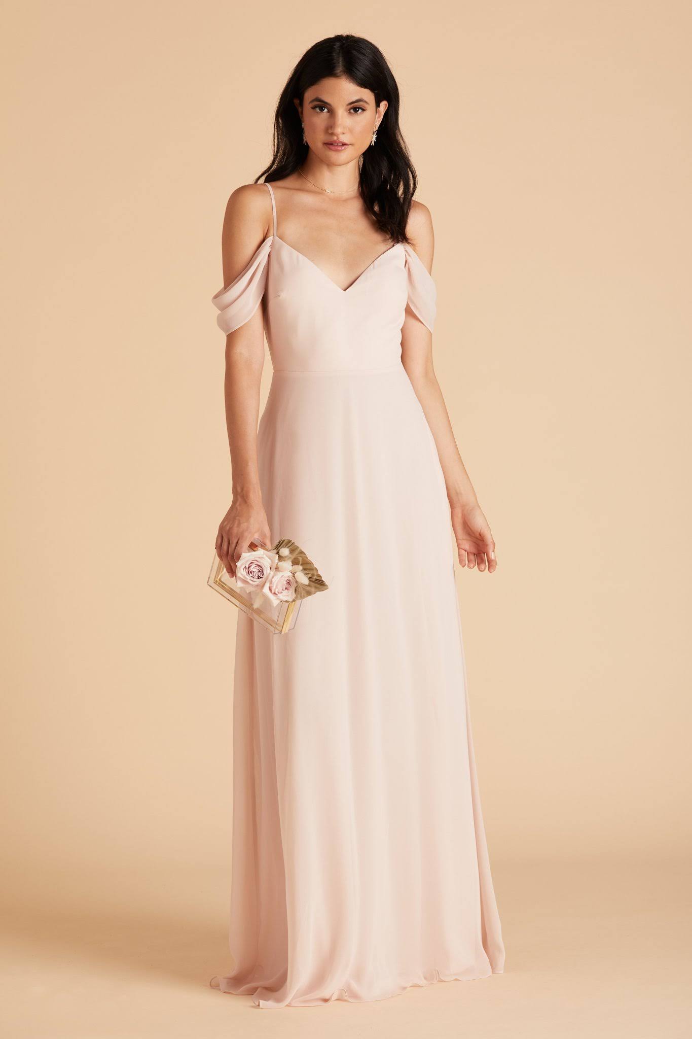 Birdy Grey Devin Convertible Chiffon Bridesmaid Dress in Pale Blush XL / Pale Blush / No Slit