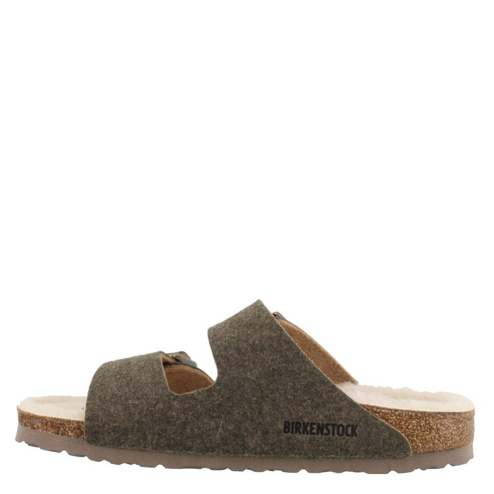 Birkenstock Arizona Happy Slide Sandal Khaki Wool