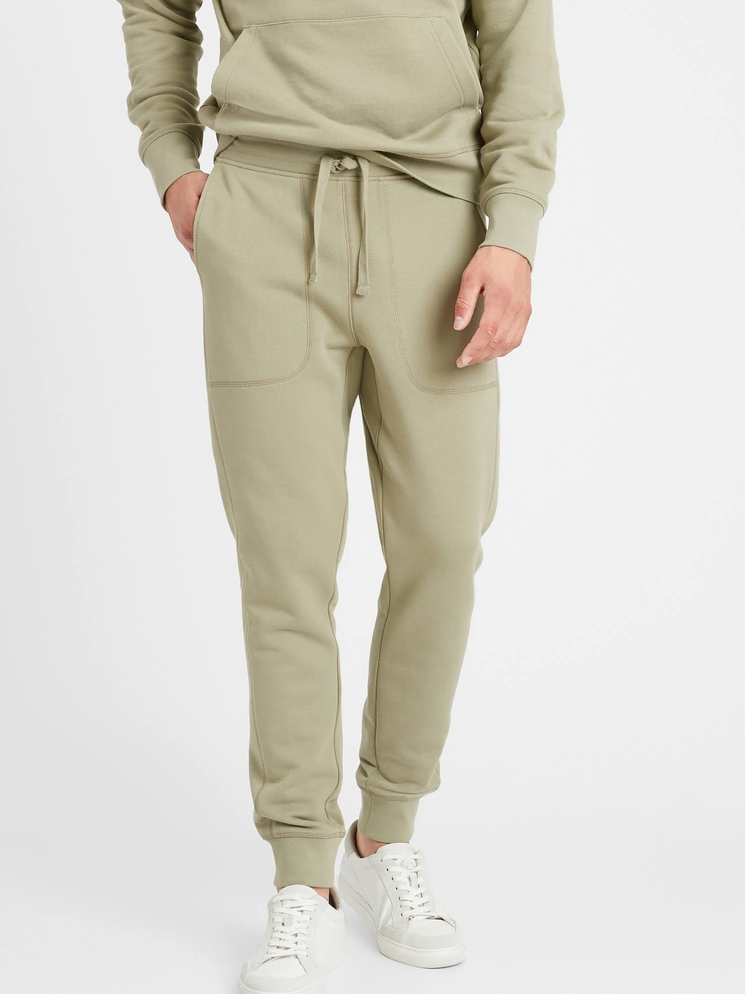 Banana Republic Men's Organic French Terry Jogger Green Cardoon Size S