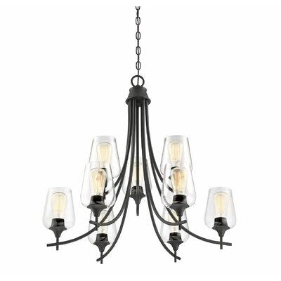 Keener 9-Light Shaded Chandelier Finish: English Bronze
