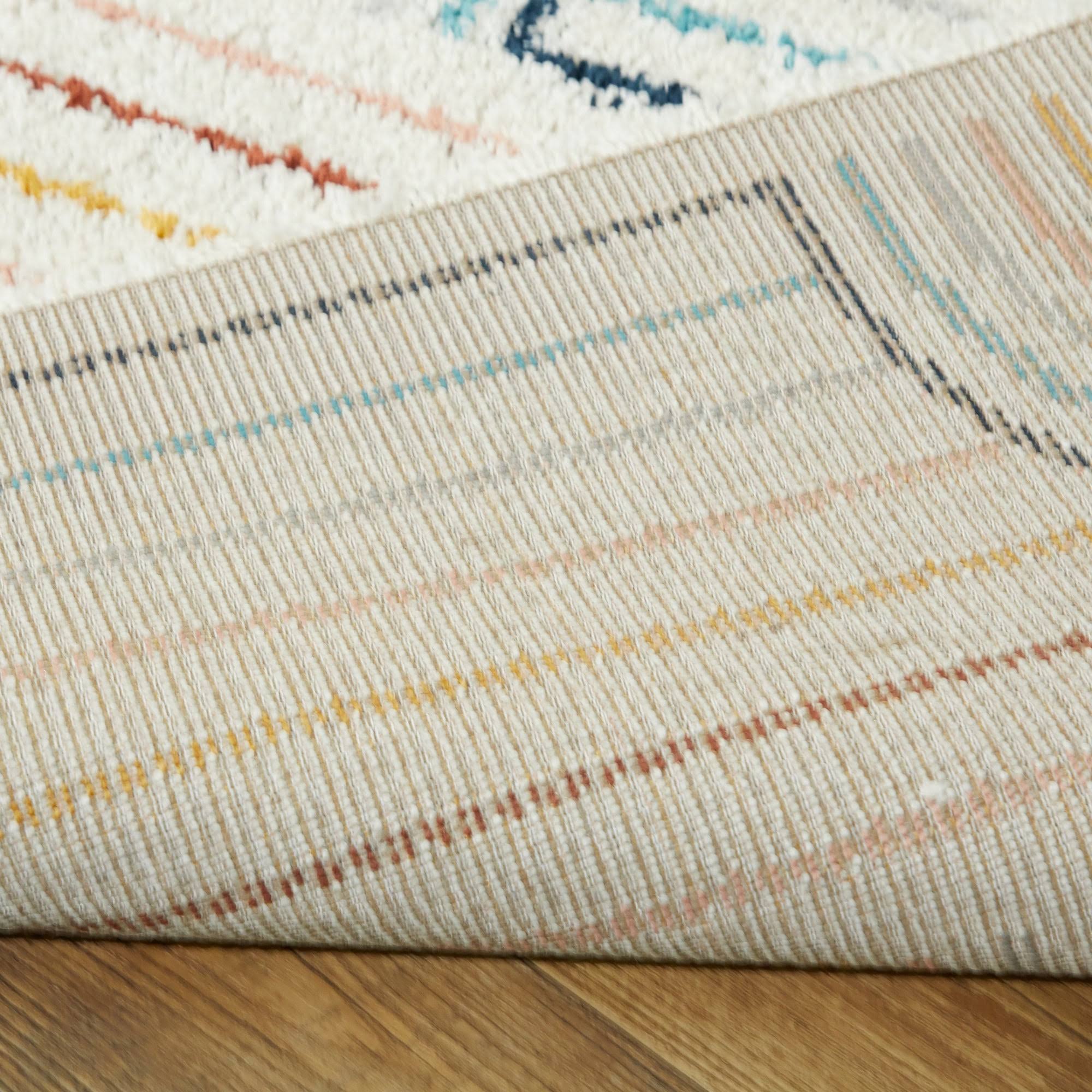 Hailey Kids Rainbow Print Shag Berber Area Rug - 6&7x22 x 9& - White