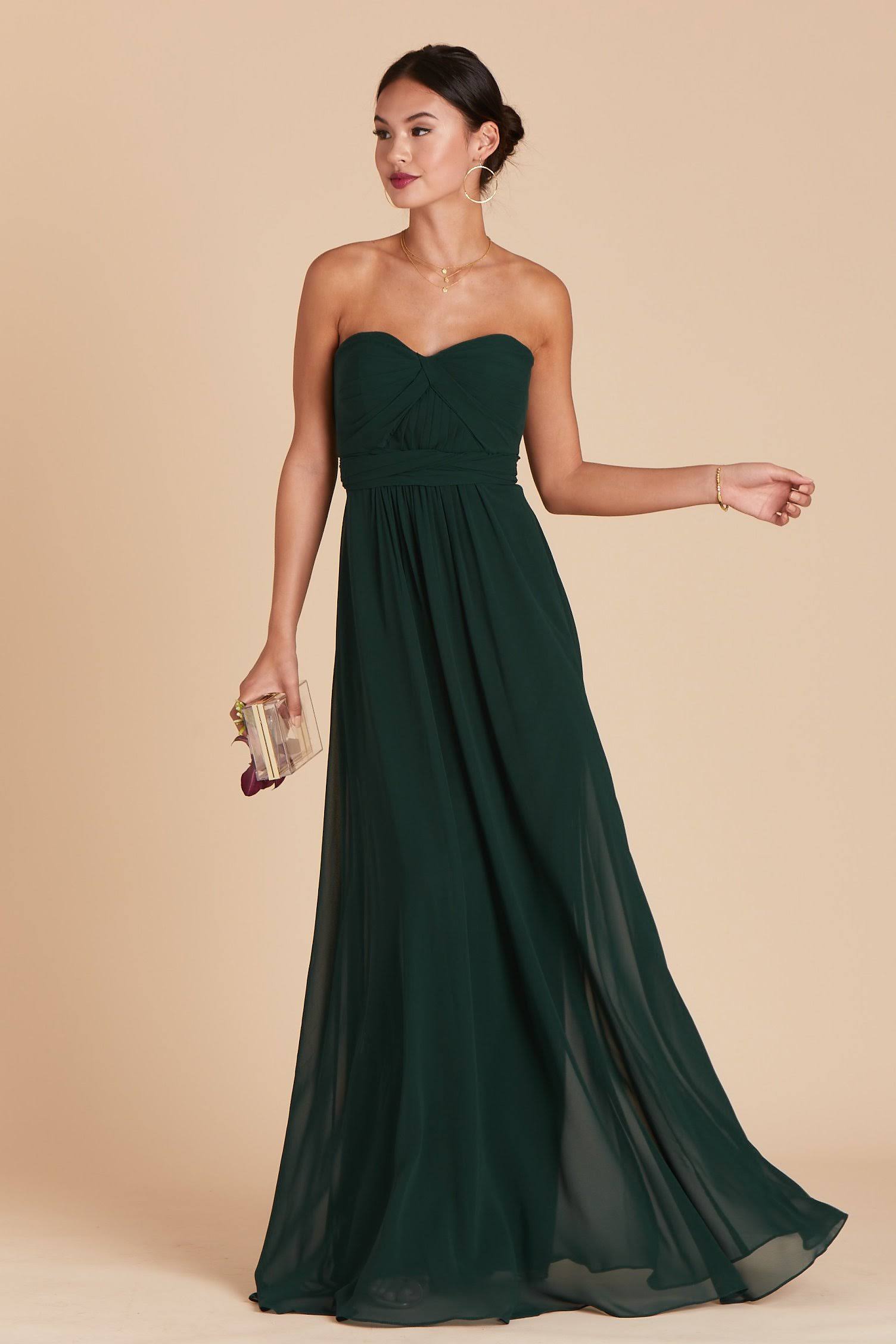 Birdy Grey Grace Convertible Chiffon Bridesmaid Dress in Emerald L / Emerald