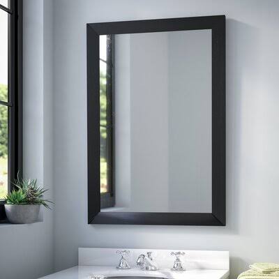 Fulk Industrial Modern & Contemporary Wall Mirror Birch Lane Size: 39.5x22 H x 35.5x22 W, Finish: Satin Black