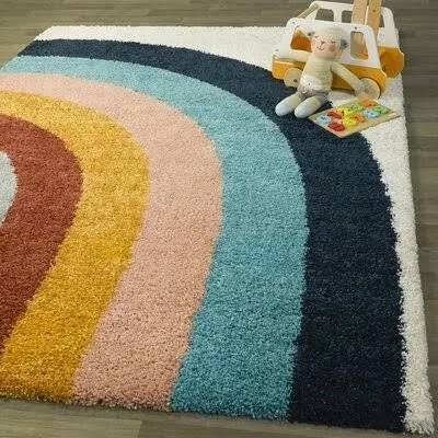 Camilo Abstract Shag Blue/Pink/Brown/Gray Area Rug Mack & Milo Rug Size: Rectangle 8&9x22 x 12&