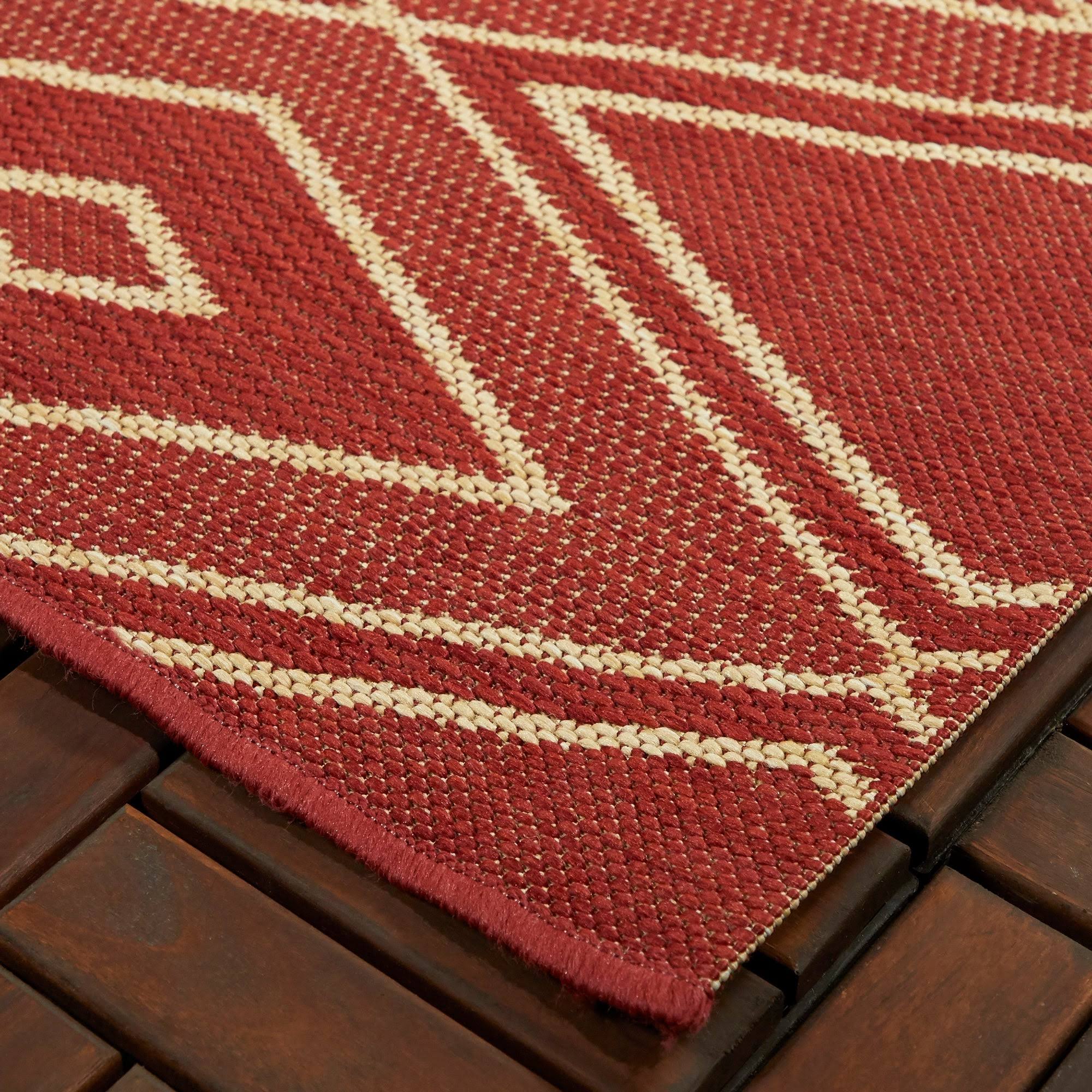 Carmine Trellis Indoor/Outdoor Area Rug - 5&3x22 x 7&5x22 - Red