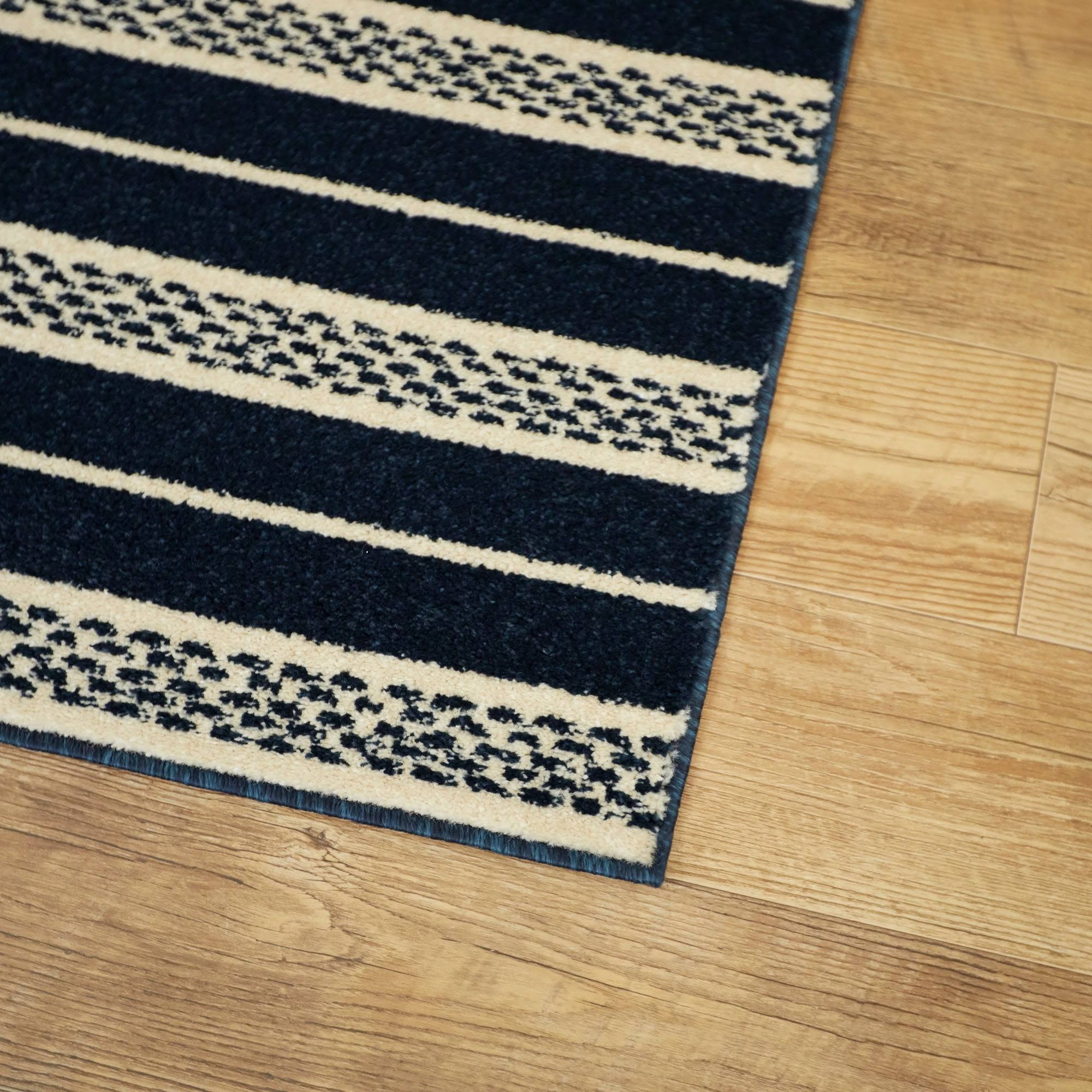 Balta Messina Cream/Navy 5 ft. x 7 ft. Striped Area Rug