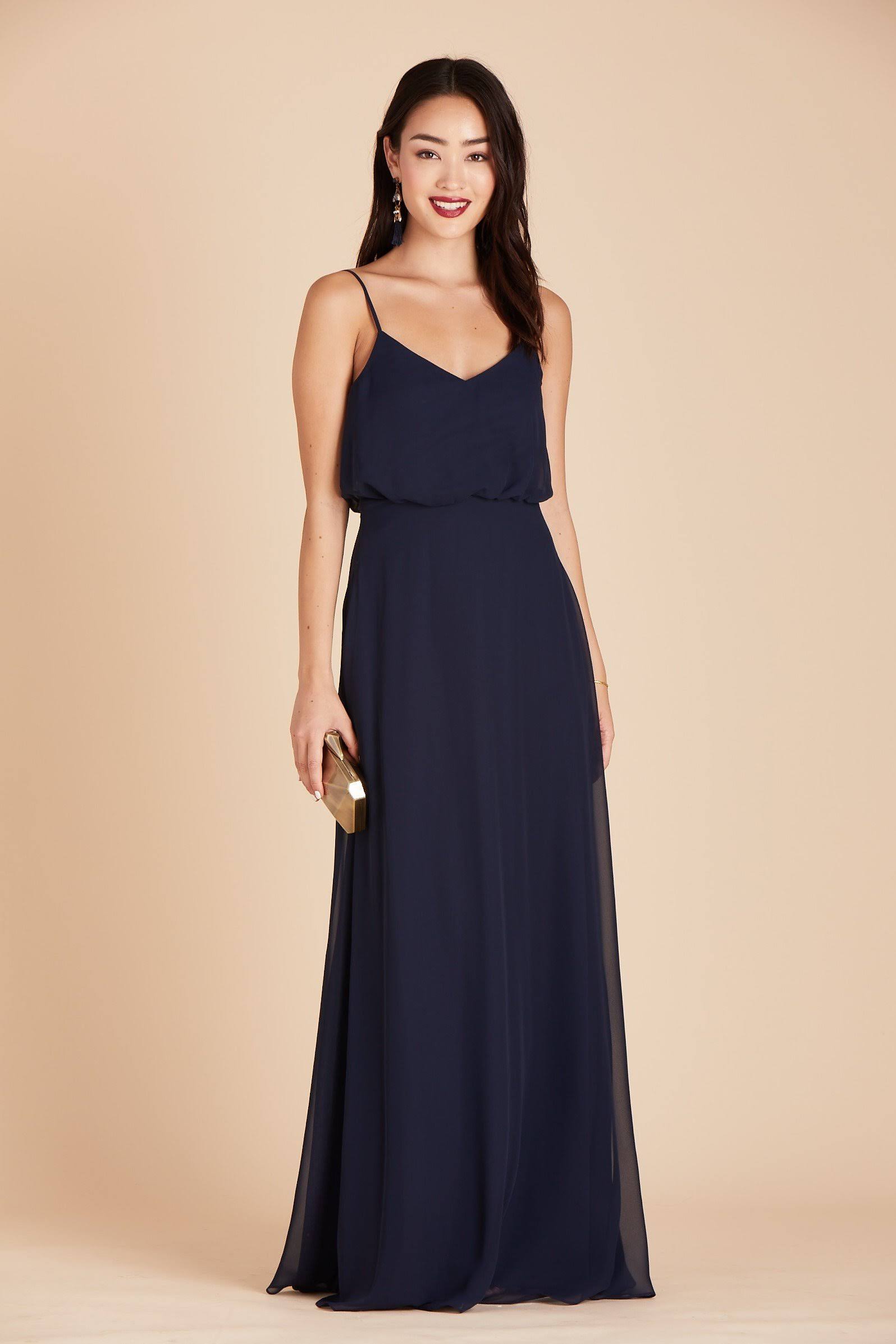 Birdy Grey Gwennie Chiffon Bridesmaid Dress in Navy Xs / Navy