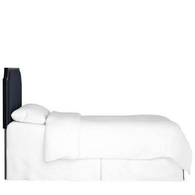 Alamak Velvet Notched Nail Button Upholstered Panel Headboard Willa Arlo Interiors Size: Twin, Color: Ink