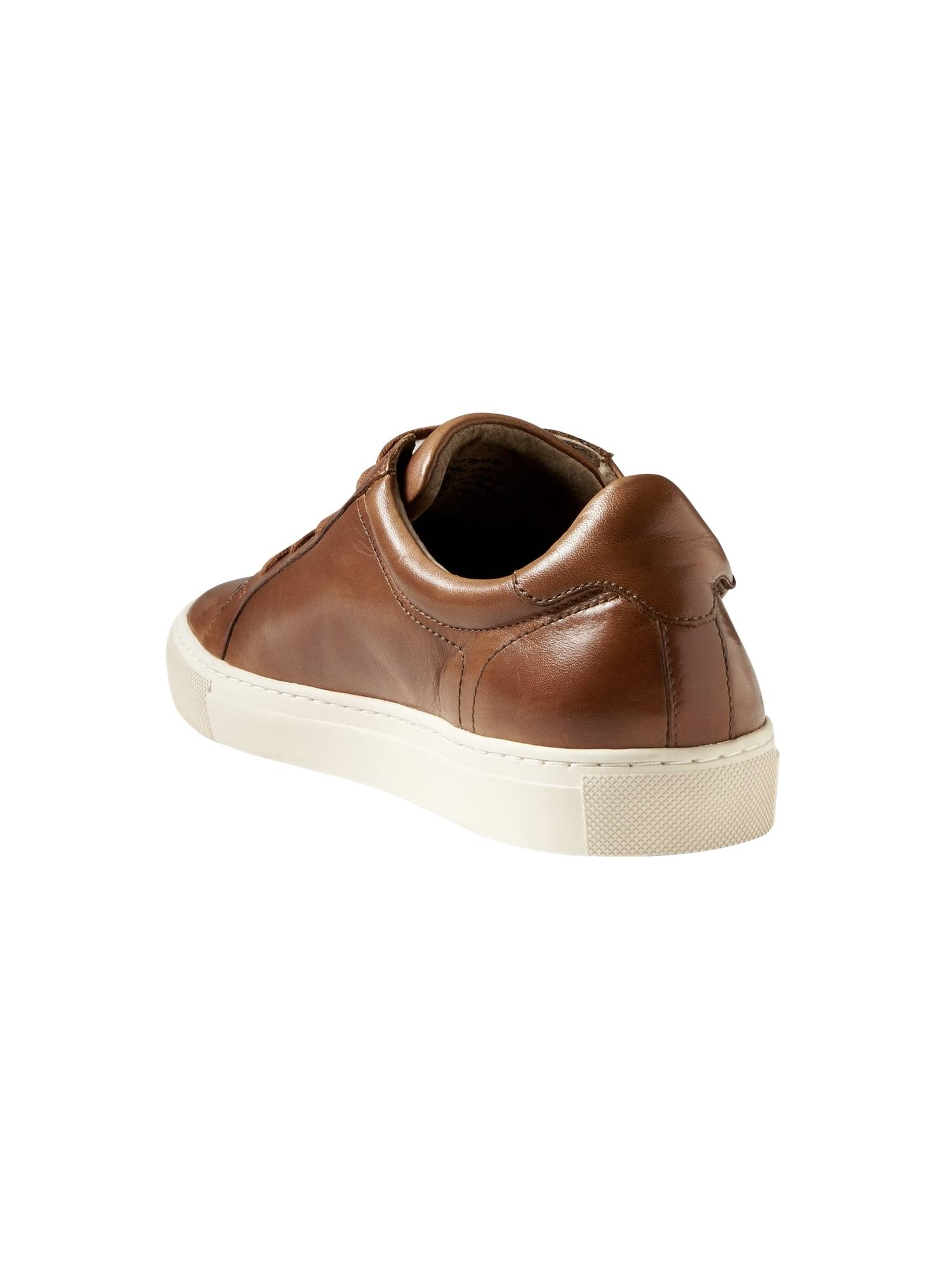 Banana Republic Men's Nicklas Leather Sneaker Cognac Brown Leather Size 10 1/2