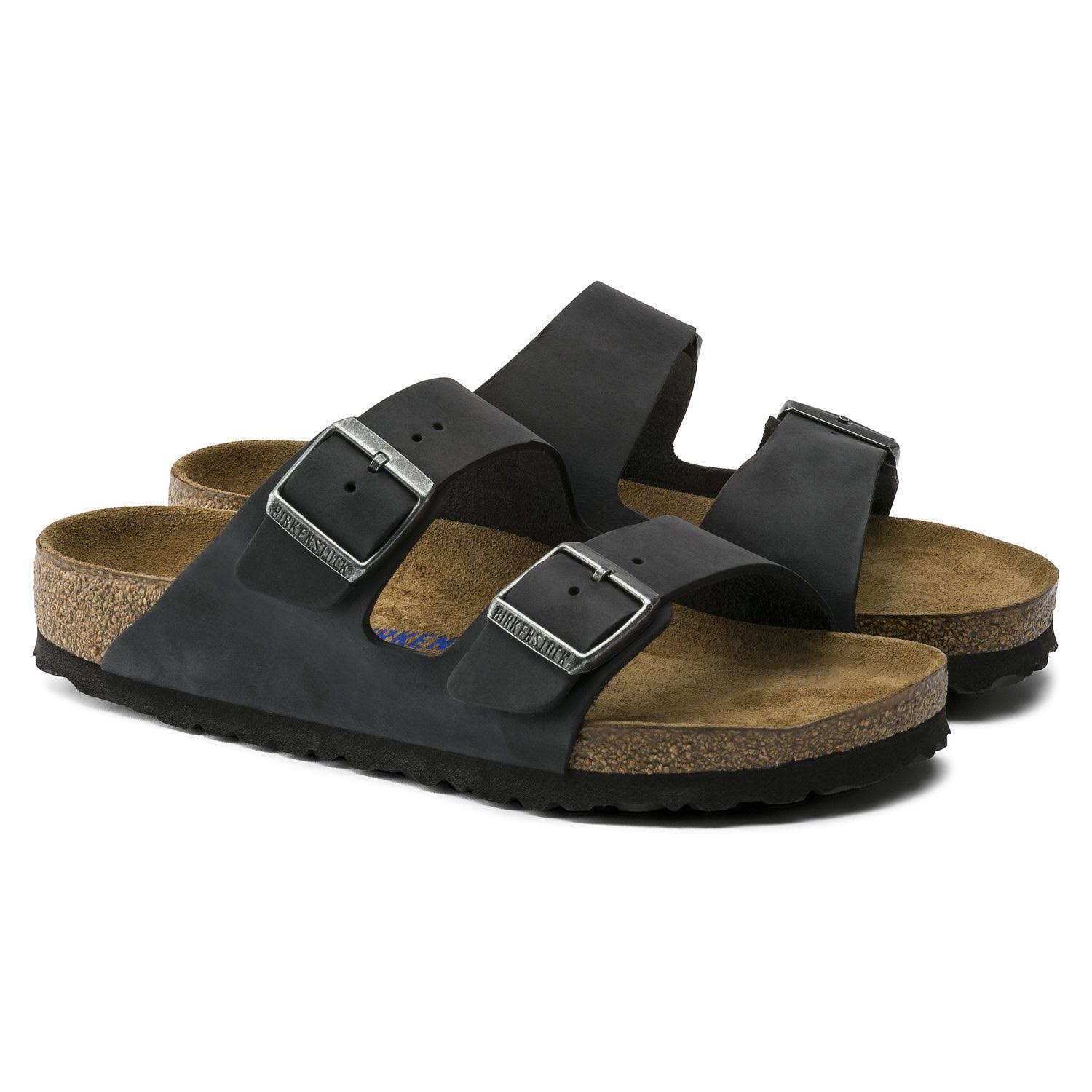Birkenstock Arizona Soft Footbed Sandal - 45 - Black Oiled Leather