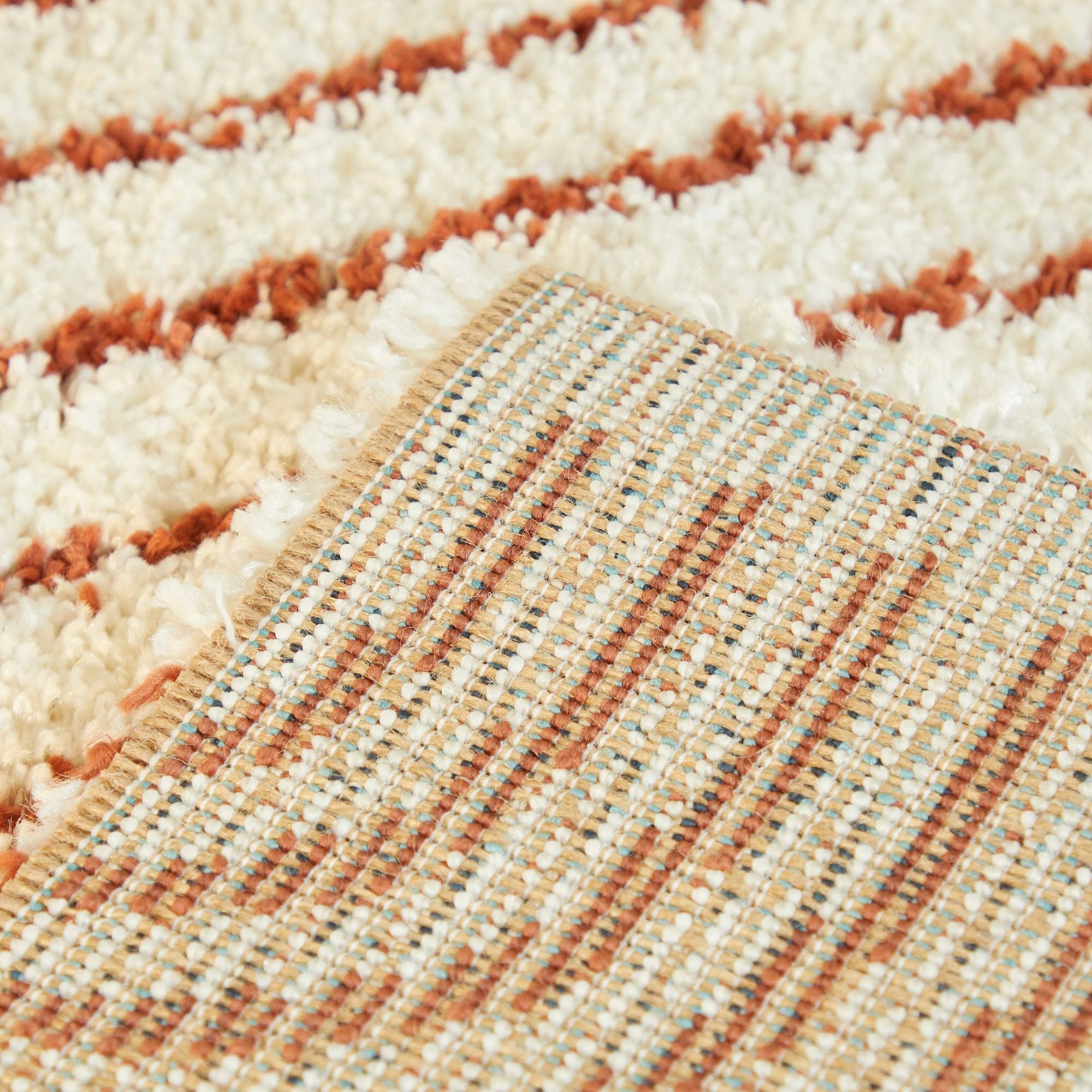 Hailey Kids Rainbow Print Shag Berber Area Rug - 6&7x22 x 9& - White