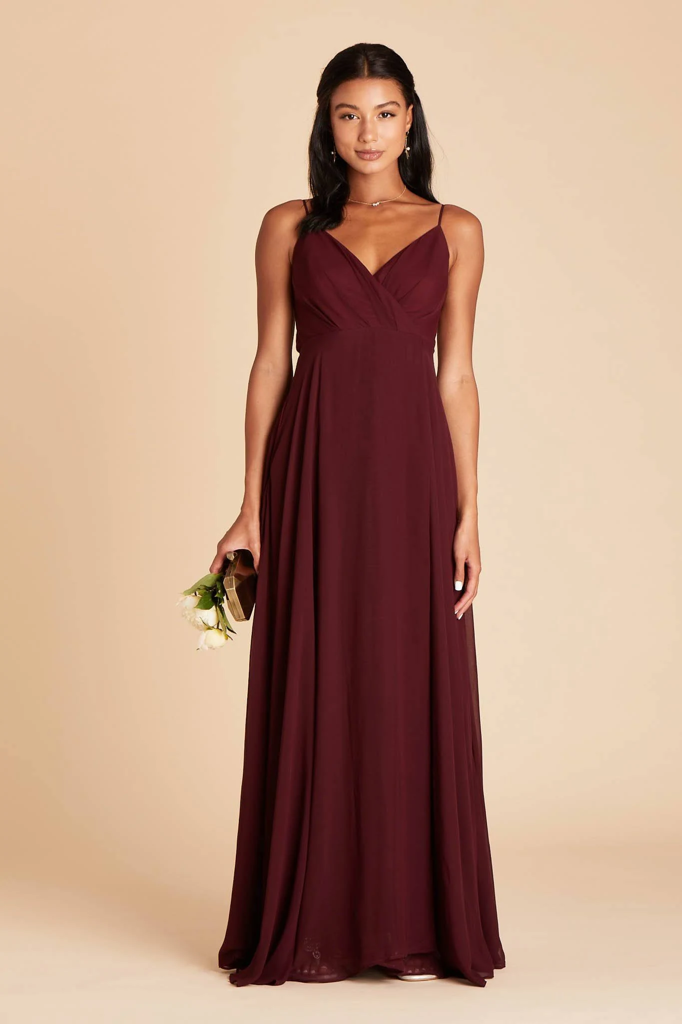 Birdy Grey Kaia Chiffon Bridesmaid Dress in Cabernet S / Cabernet
