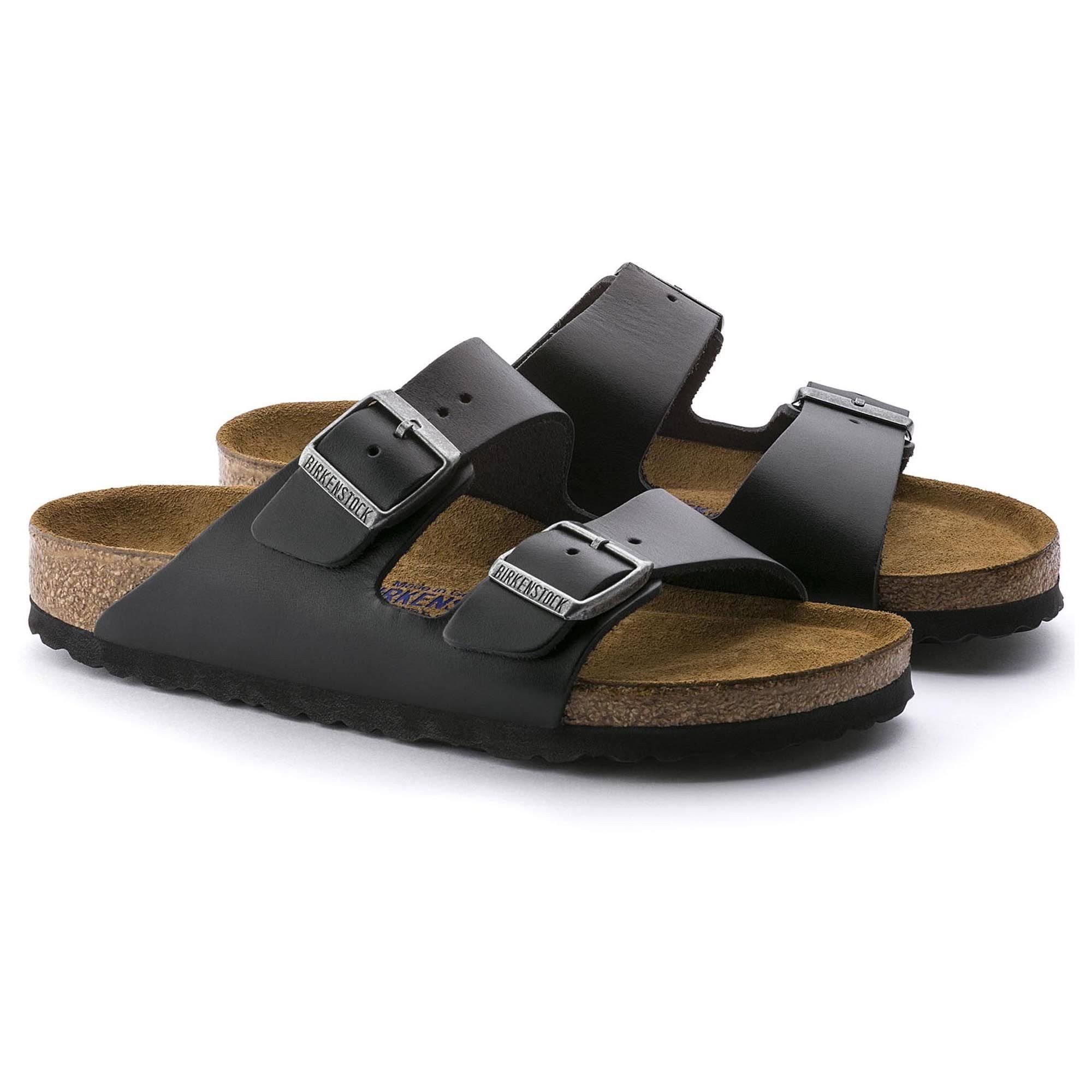 Birkenstock Arizona Soft Footbed - Leather (Unisex) Sandals Black Amalfi Leather : EU 46 (US Men's 13-13.5) Regular