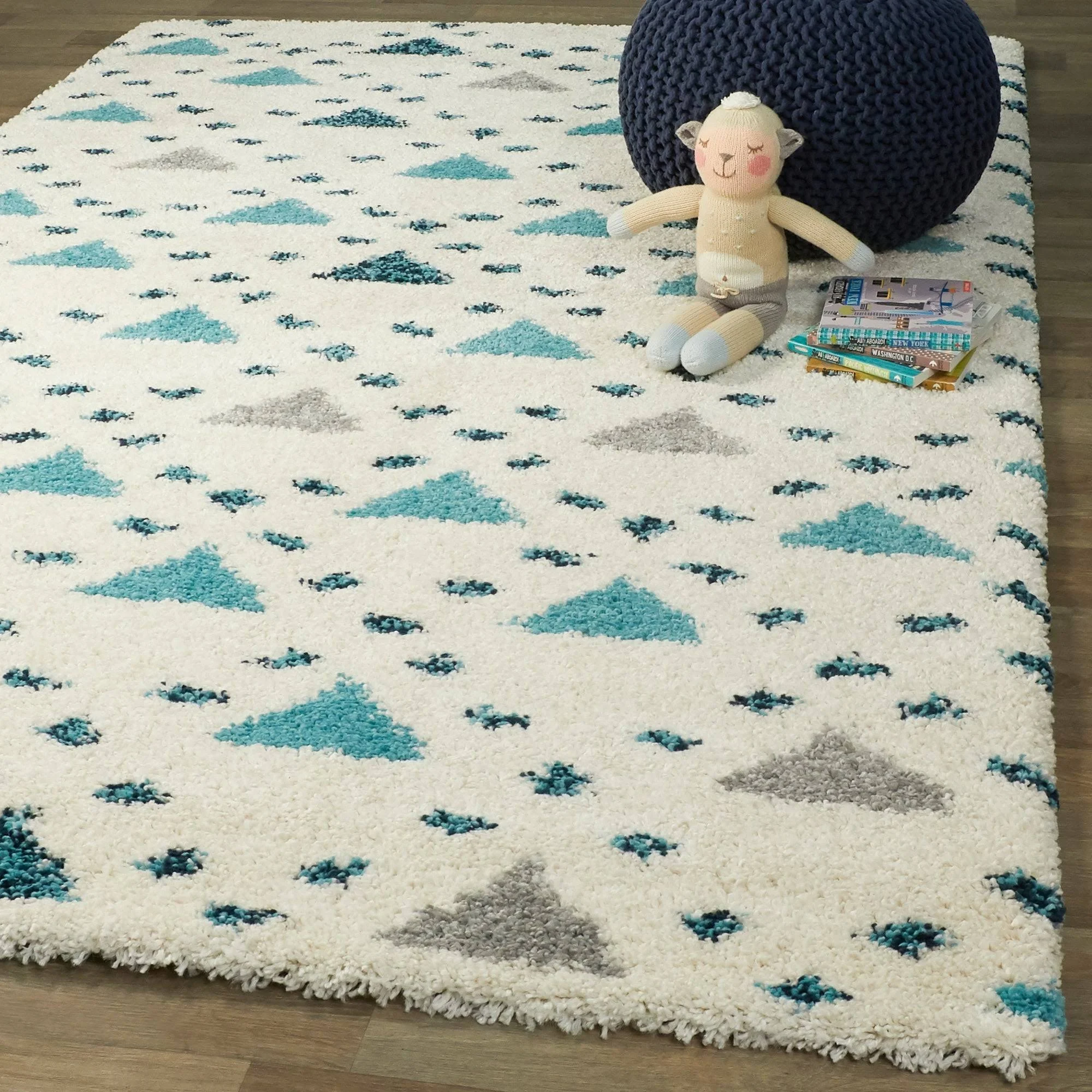 Balta Belmonte Cream 5 ft. x 7 ft. Geometric Shag Area Rug, Ivory