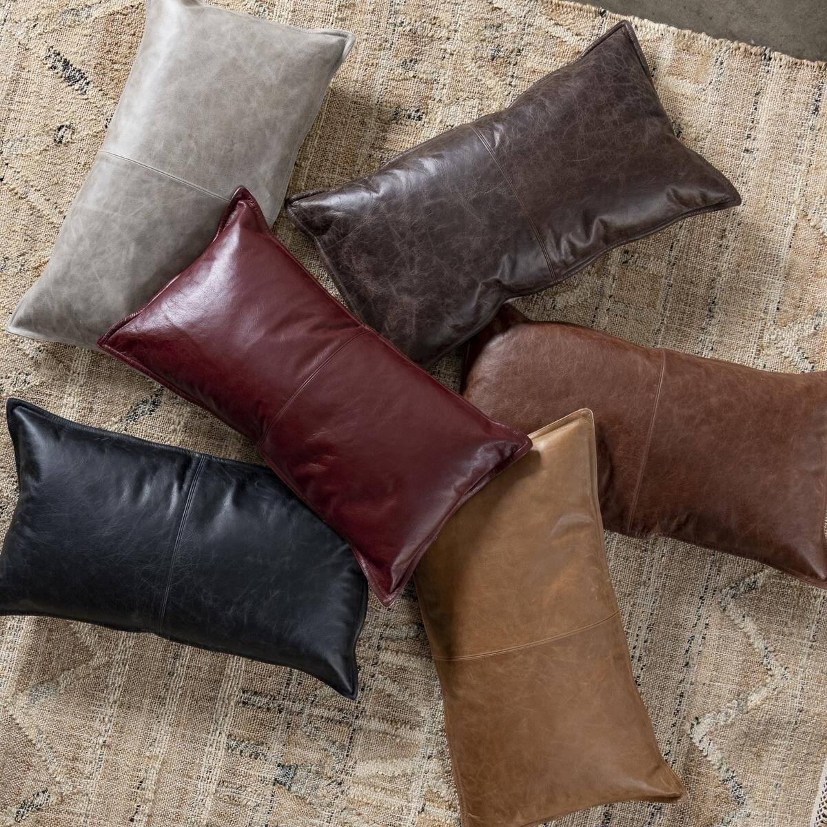 Strick & Bolton Lindi Leather 14-inch x 26-inch Throw Pillow (Brown)