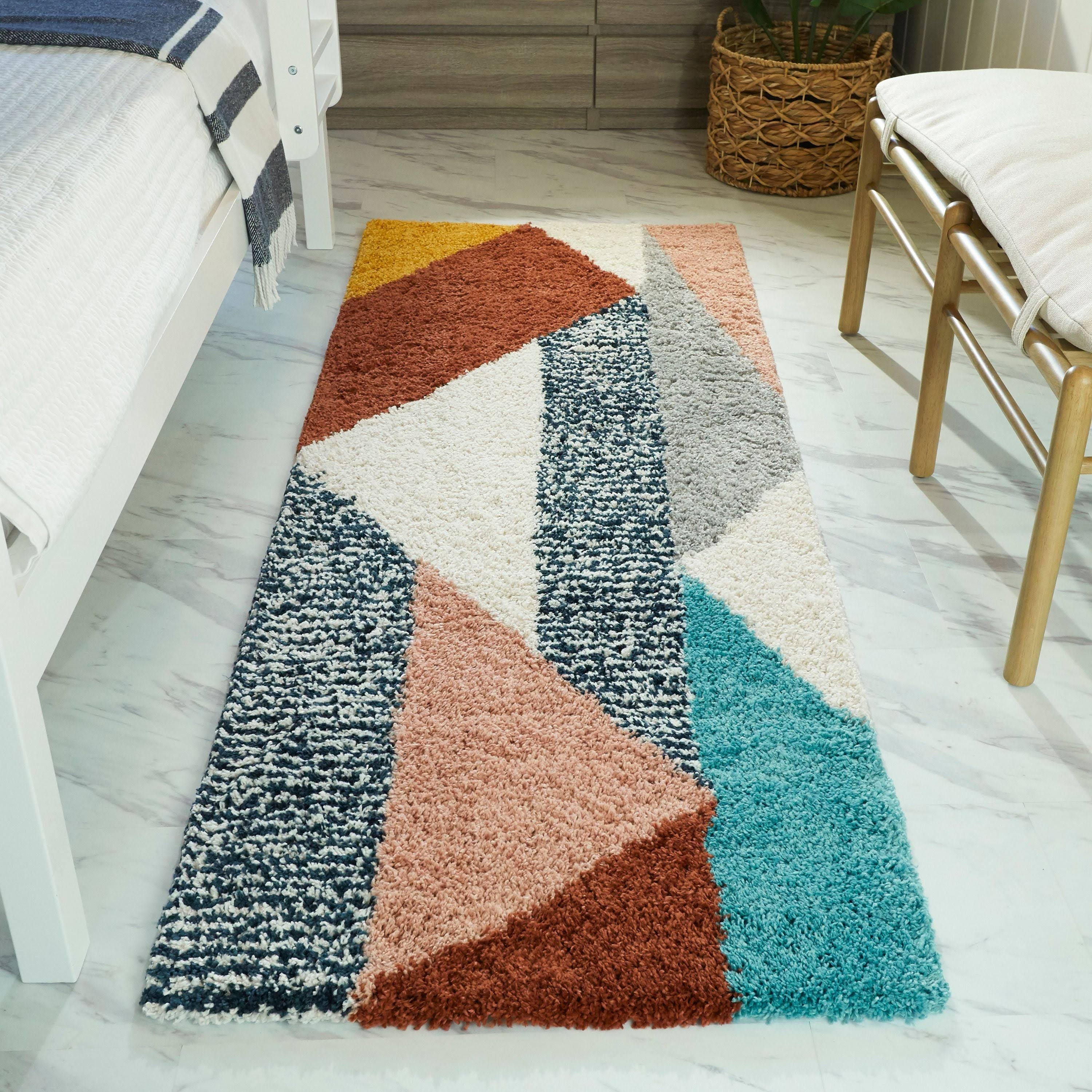 BALTA Merril Modern Berber Shag Mid Century Area Rug - 2&7x22 x 7& Runner - Burnt Orange