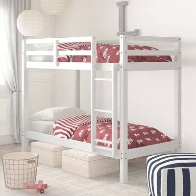 Twin Over Twin Solid Wood Bunk Bed Birch LANE? Bed Frame Color: White