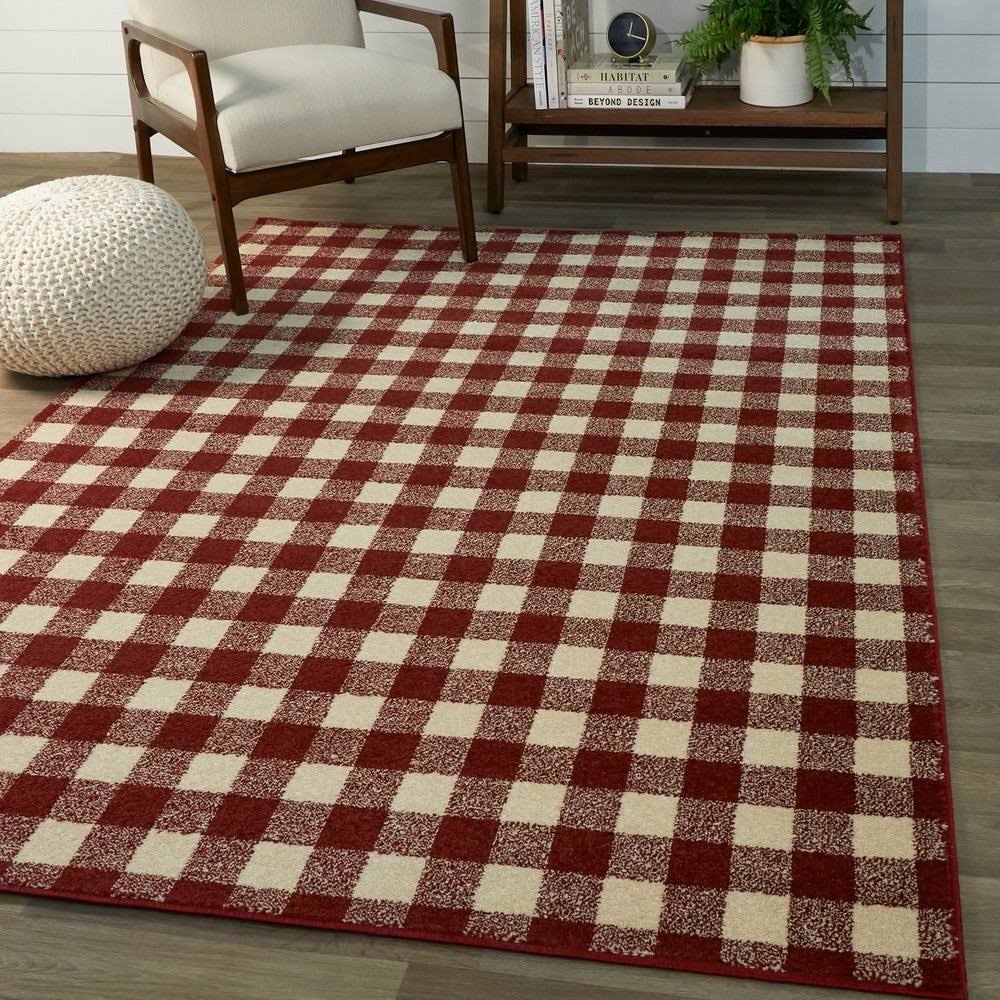 Rogers Gingham Area Rug (Taupe - 7'10