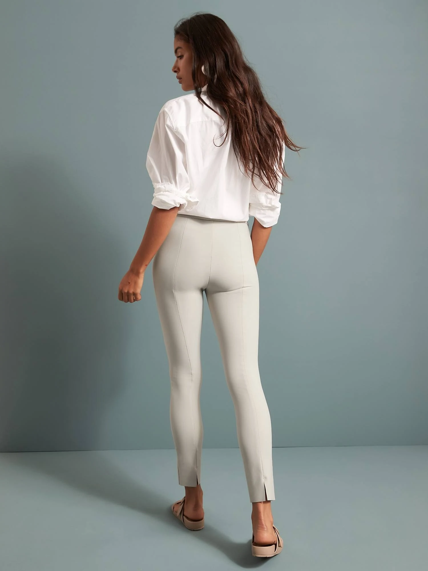 Banana Republic Women's High-Rise Skinny-Fit Luxe Sculpt Pant Sea Salt Size 12 Long