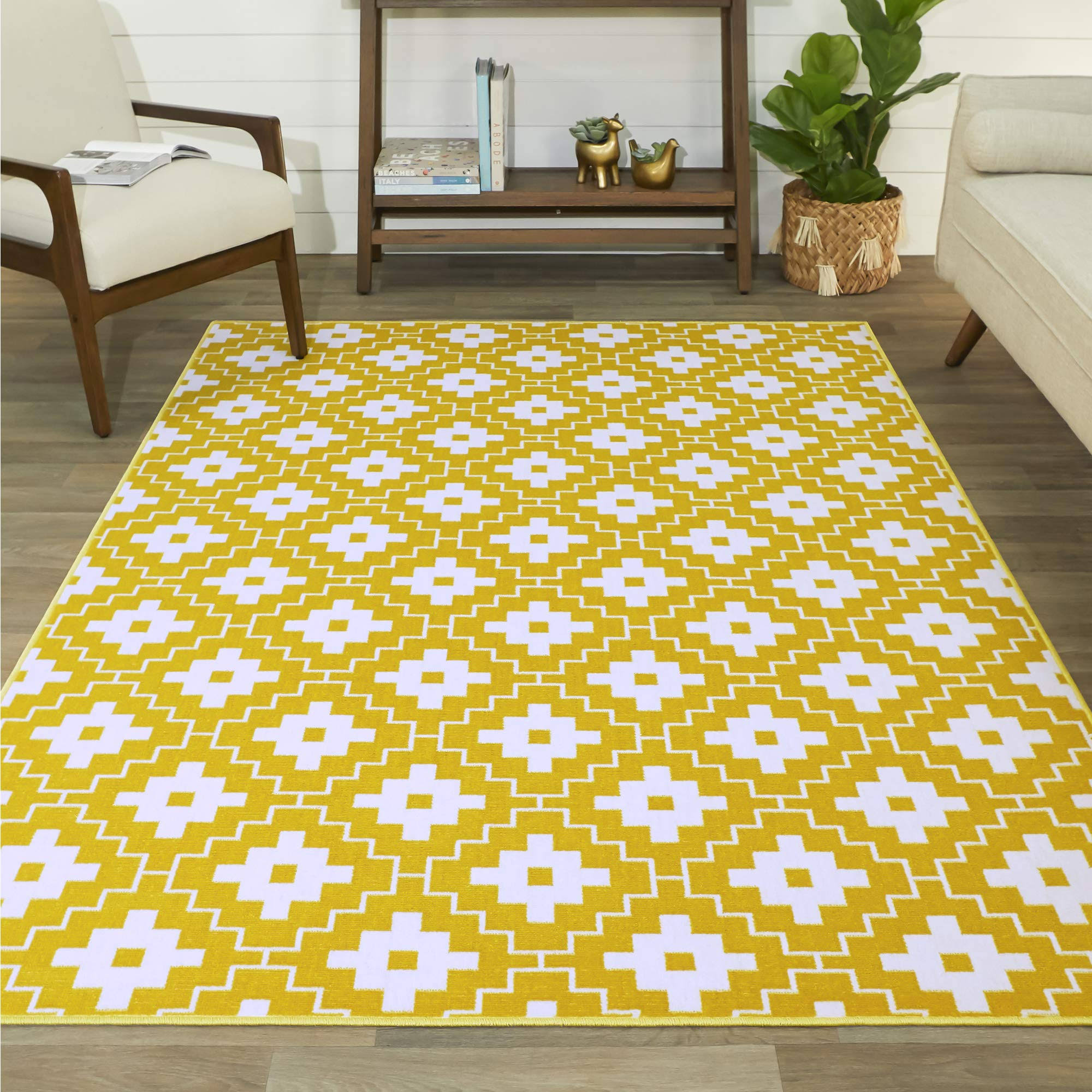 BALTA Rugs Gregory Geometric Trellis Area Rug, Yellow, 5&3x22 x 7&