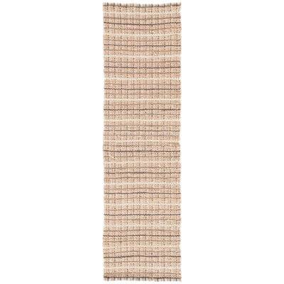 Birch Lane Heritage Caroline Handwoven Flatweave Jute/Sisal Cream/Navy Blue/Dark Gray Striped Area Rug Rug Size: Runner 2&6x22 x