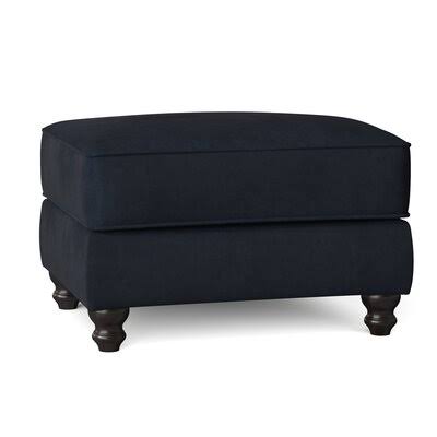 Birch Lane Huxley 31x22 Rectangle Standard Ottoman Body Fabric: Tina Indigo, Leg Color: Black Walnut