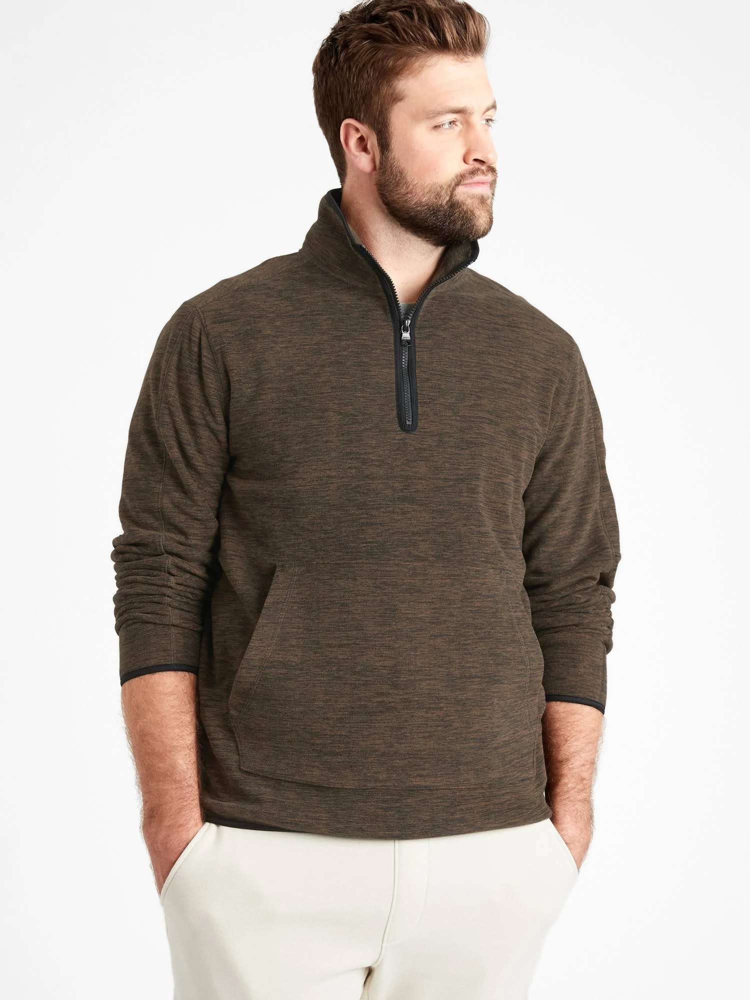 Banana Republic Men's Arctic Fleece Half-Zip Sweatshirt Olive Green Size L