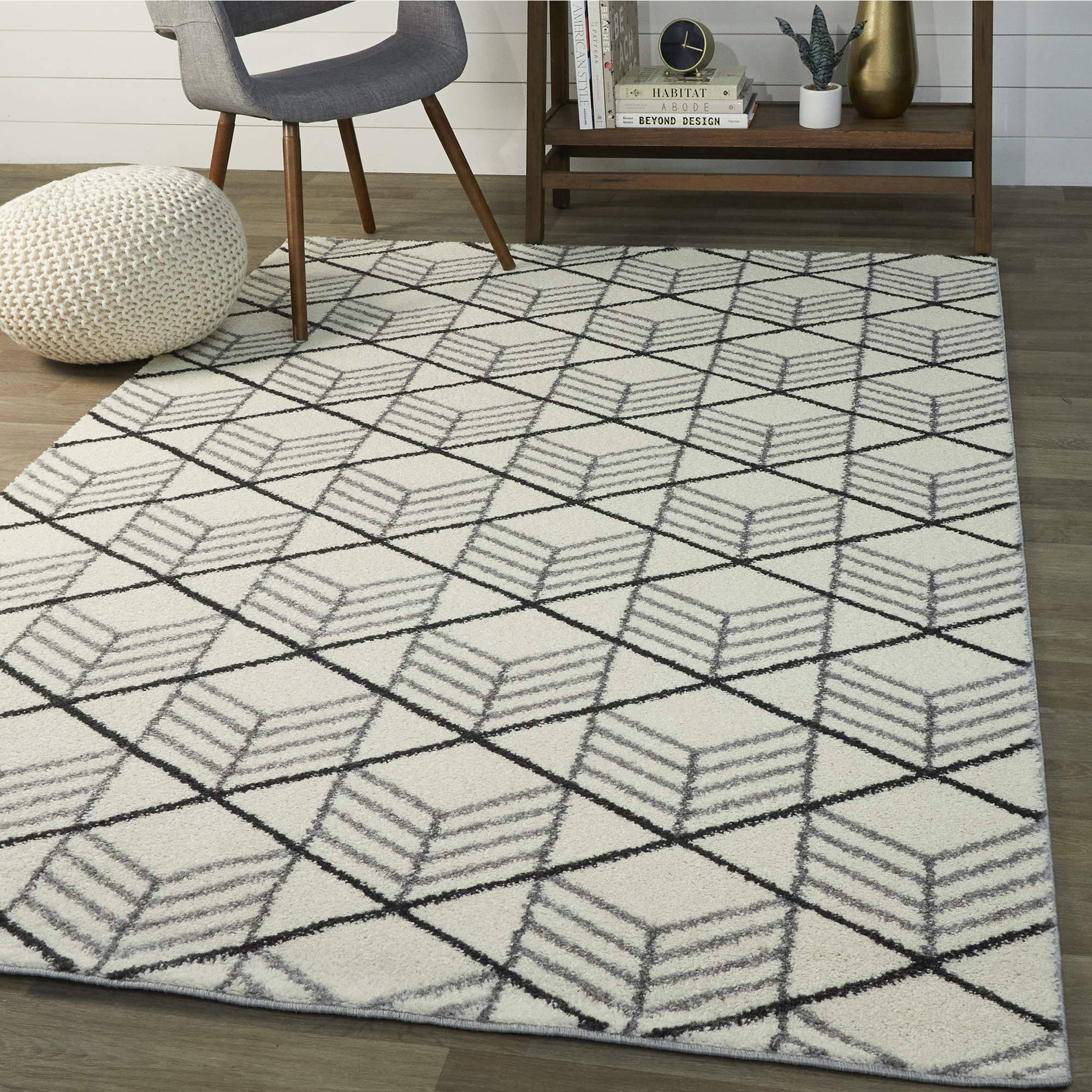 BALTA Matheson White 8 ft. x 10 ft. Modern Trellis Area Rug