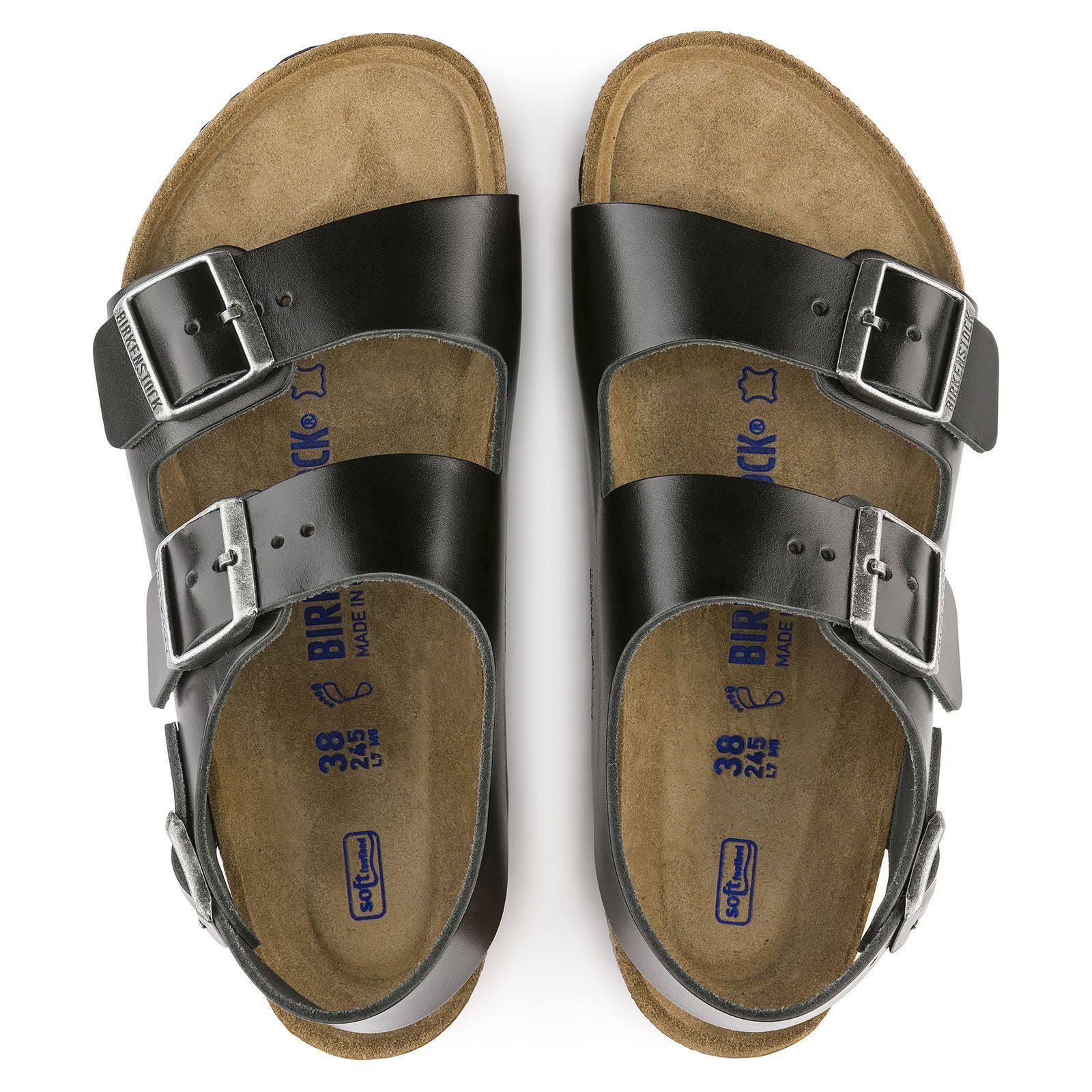 Birkenstock Milano Soft Footbed Sandal - 36 - Black Amalfi Leather