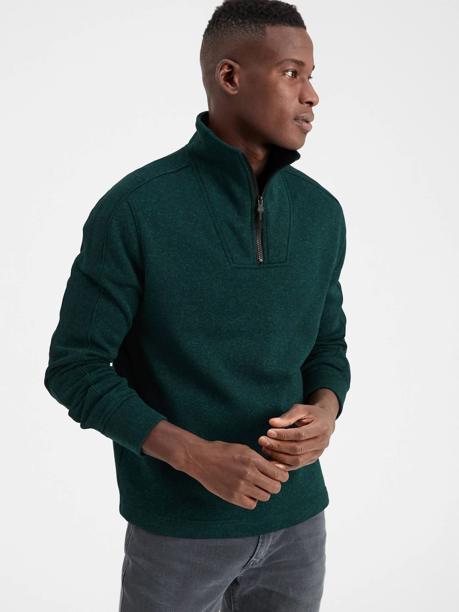 Men's Marled Fleece Half-Zip Pullover Teal