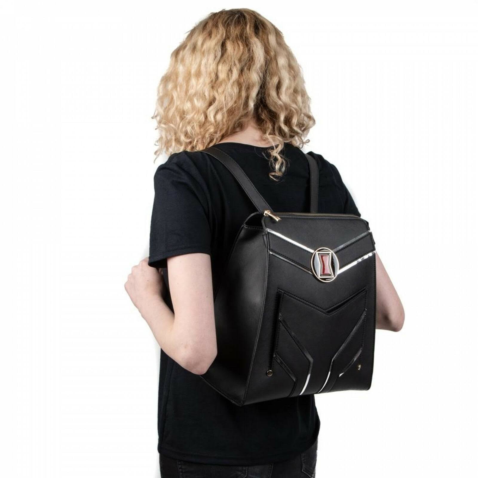Black Widow Slim Faux Leather Mini Backpack Black