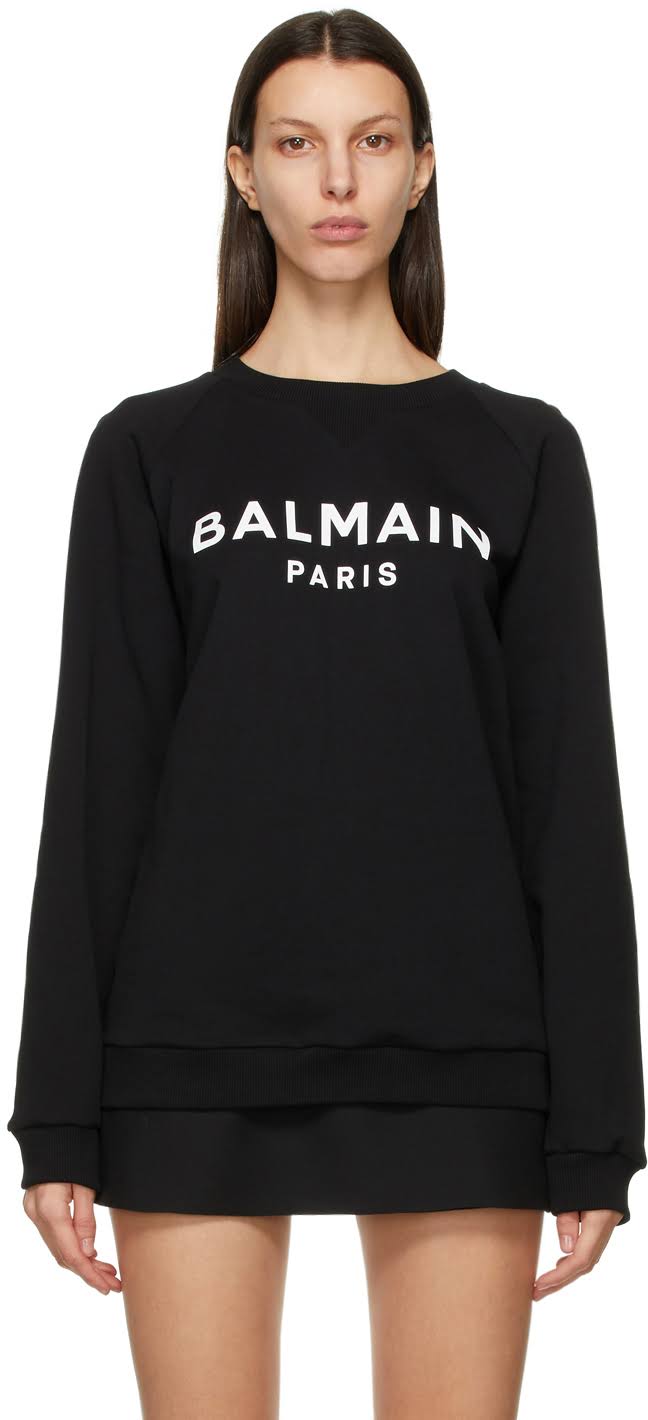 Balmain Logo Cotton Jersey Sweatshirt - Black - Sweatshirts